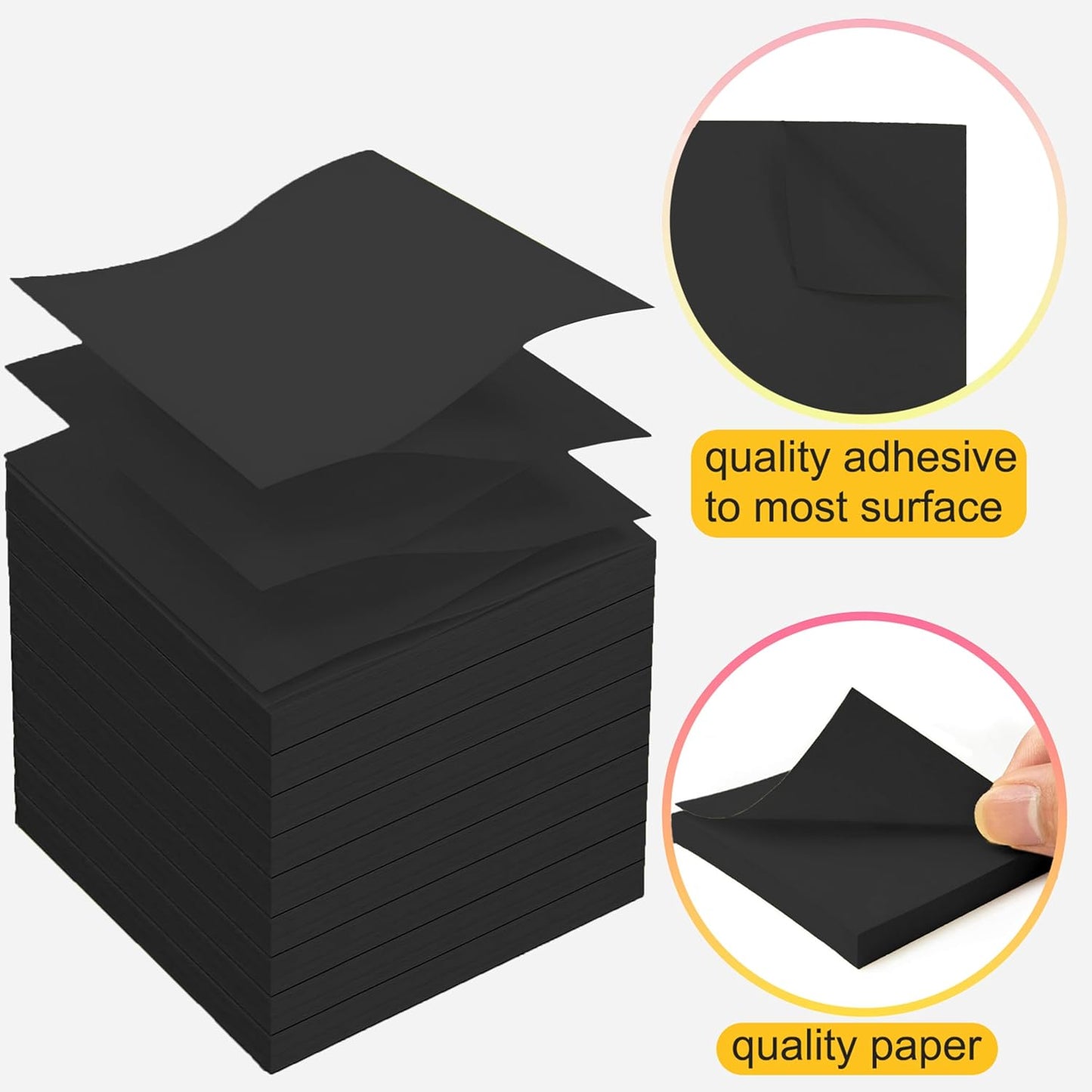 Beieverluck 48 Pack Pop Up Sticky Notes 3X3 Inch Colorful Post Stickies Self Sticky Note Pads for Office, Home, School, Meeting, 80 Sheets/pad, (Black)