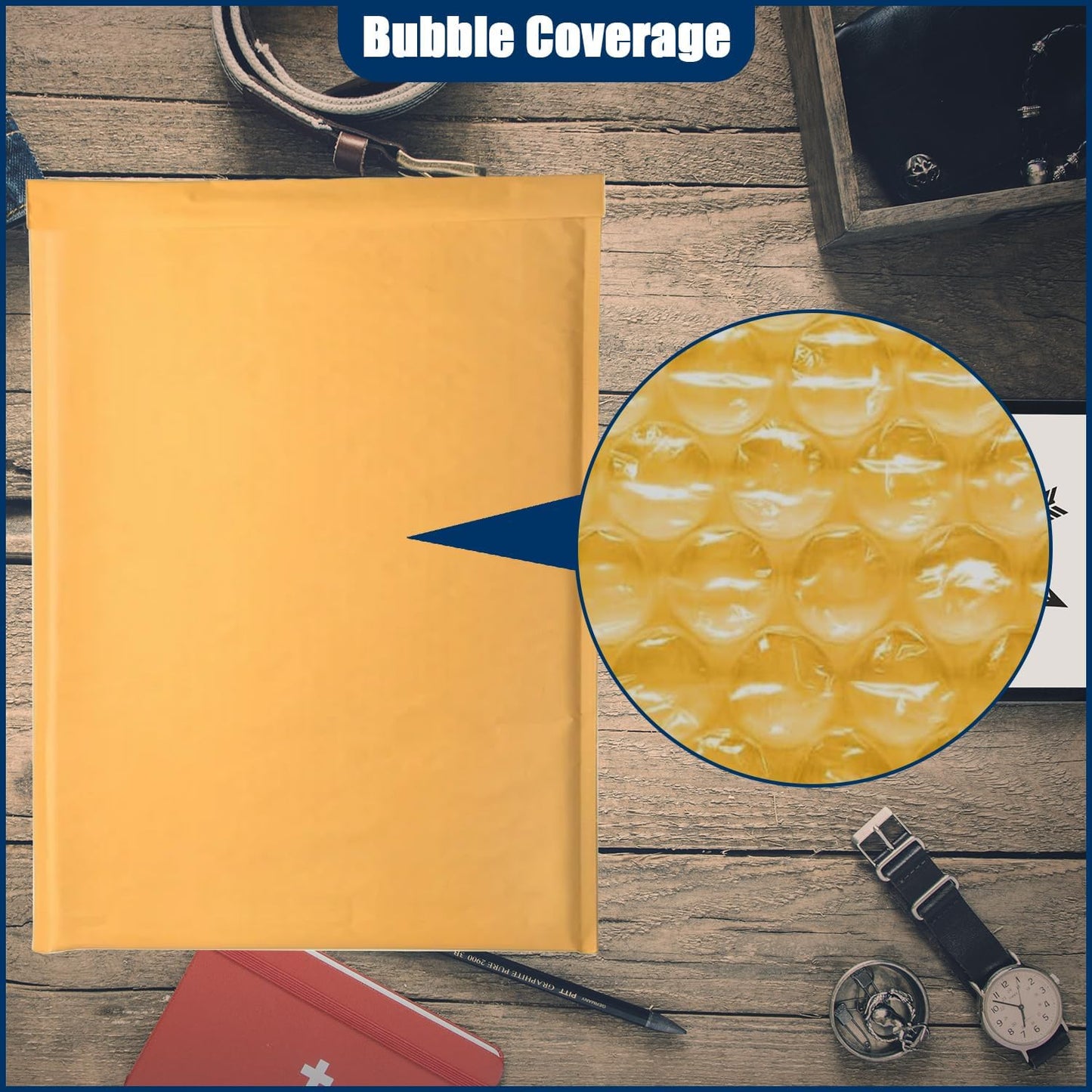 9.5in x 13.5in Kraft bubble mailer, ziplock mailer, yellow padded envelope, corporate waterproof padded bubble mailer for shipping, mailing, packaging (25PCS)