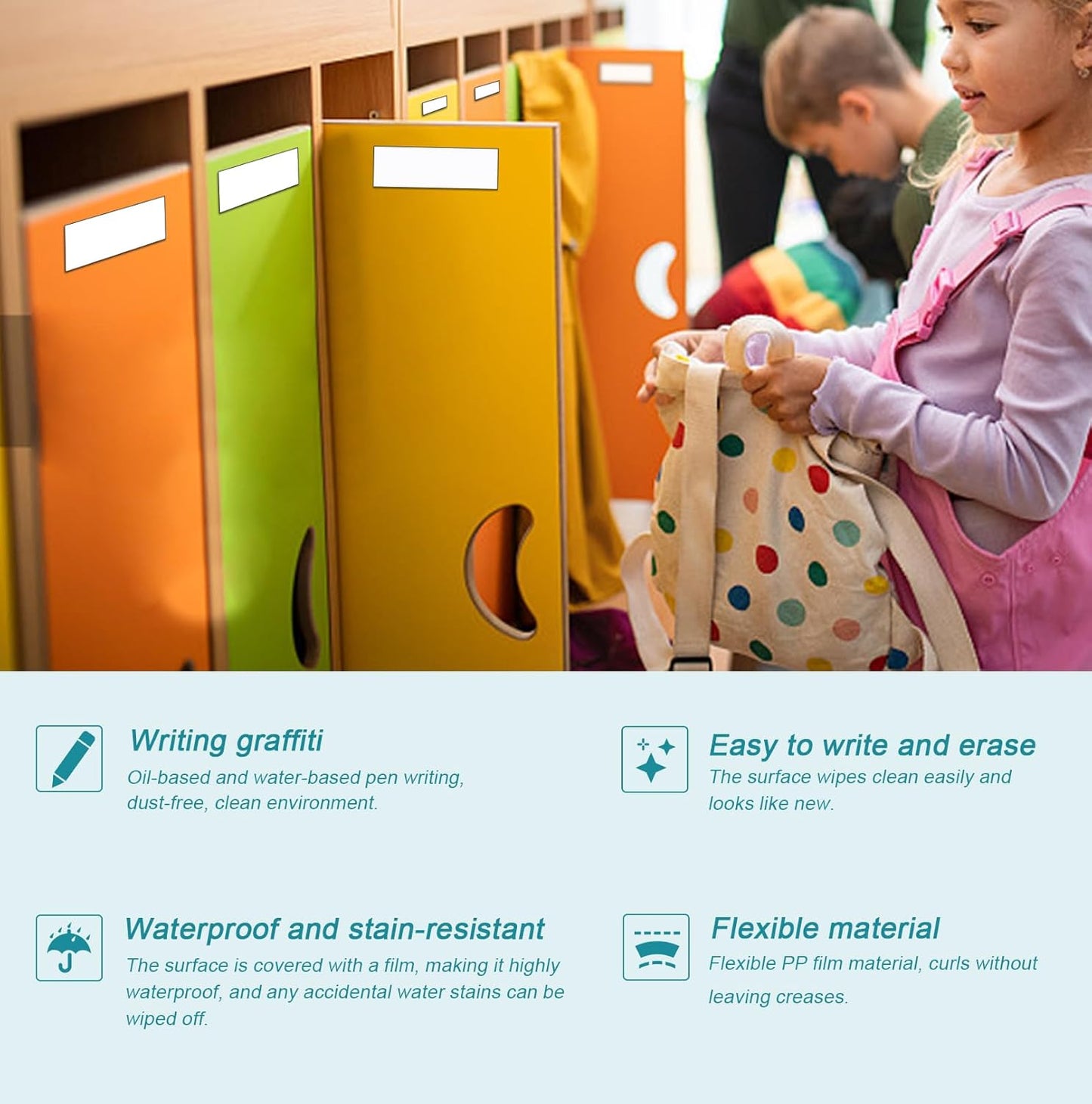 50 Pack Dry Erase Magnetic Labels White Reusable Write On Magnets Sticker, Magnetic Blank Writable Erasable Cards Name Tags for White Board, Garage, Classroom, Home, Office, 2.4'' x 0.8''