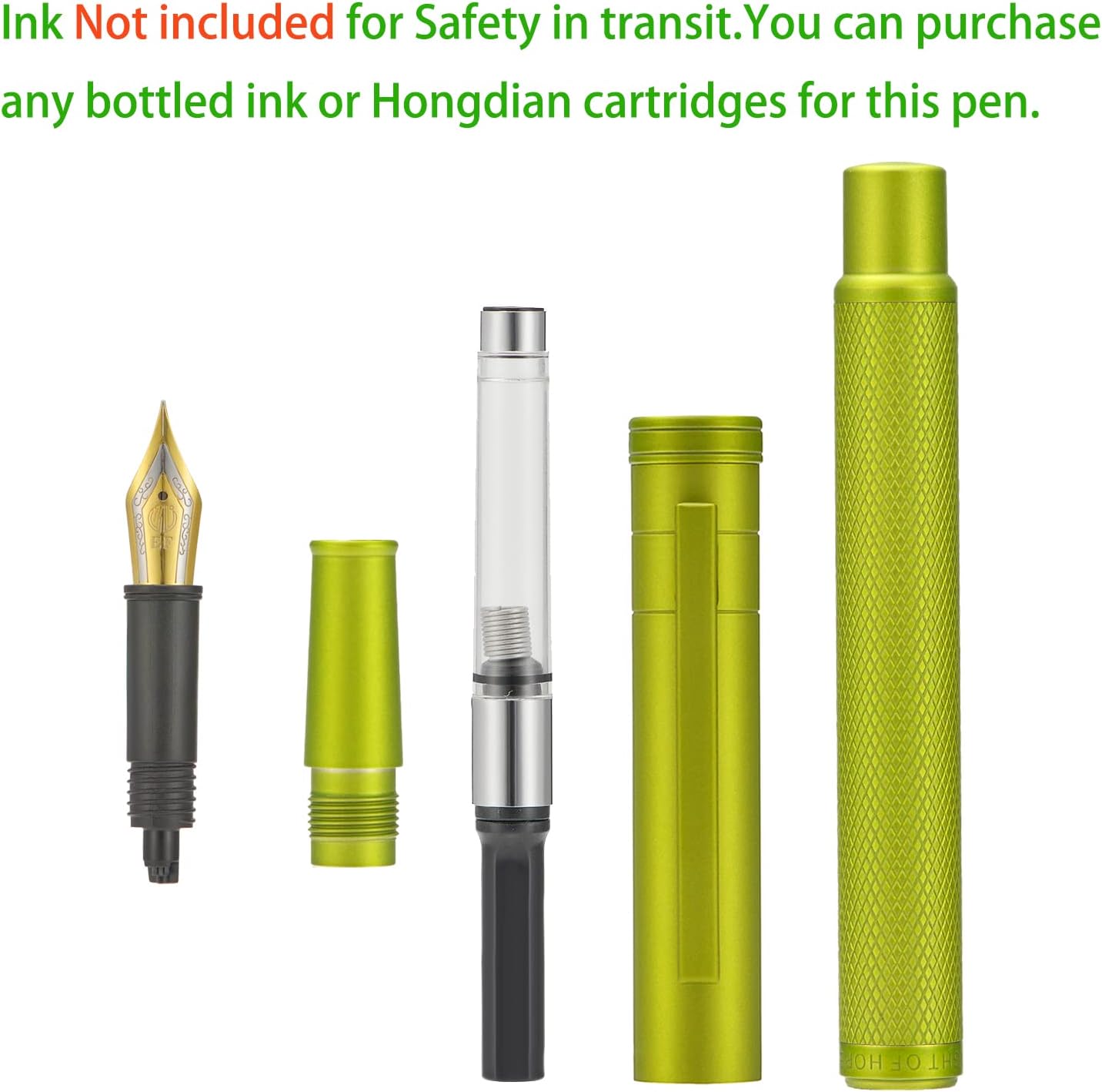 Asvine Mustard Yellow Forest Fountain Pen Extra Fine Nib, Classic Design with Converter and Metal Pen Case, The Light of Hope Serise