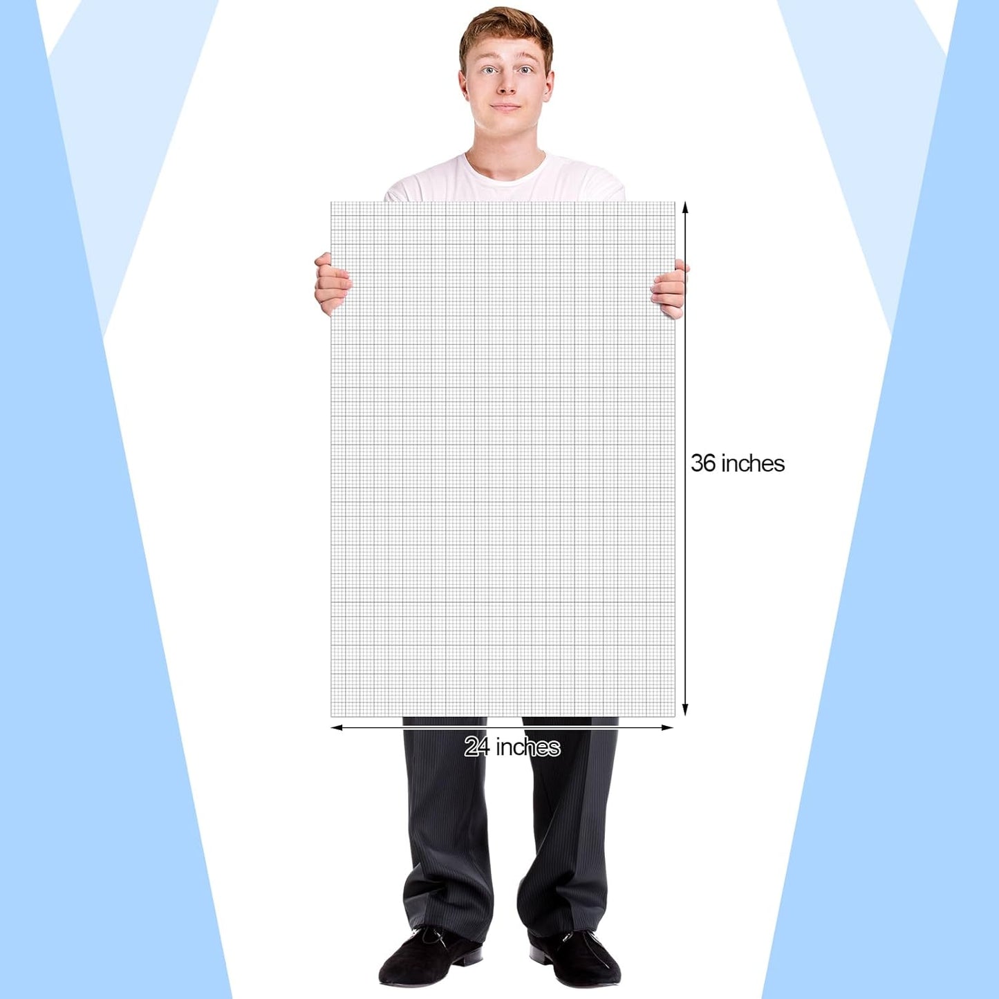 25 Sheet Graph Paper Pad 24" x 36" Large Graph 1" and 1/4" Ruled Grid Paper for Engineer Architect Designer Mathematician Draftsmen Sketch House Commercial Building Plan Drafting(White)