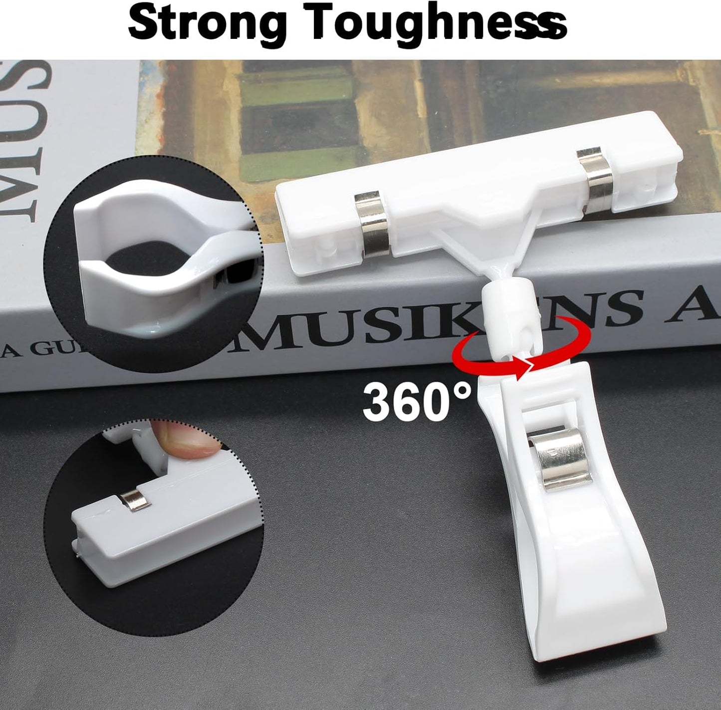 Biaungdo 12 Pcs Plastic Chalkboard Sign with Rotating Clip, Erasable Blackboard Price Tags Double Sided Waterproof Blackboard Clips Display Clip Holder for Shelves,Store,Business, Supermarket(White)