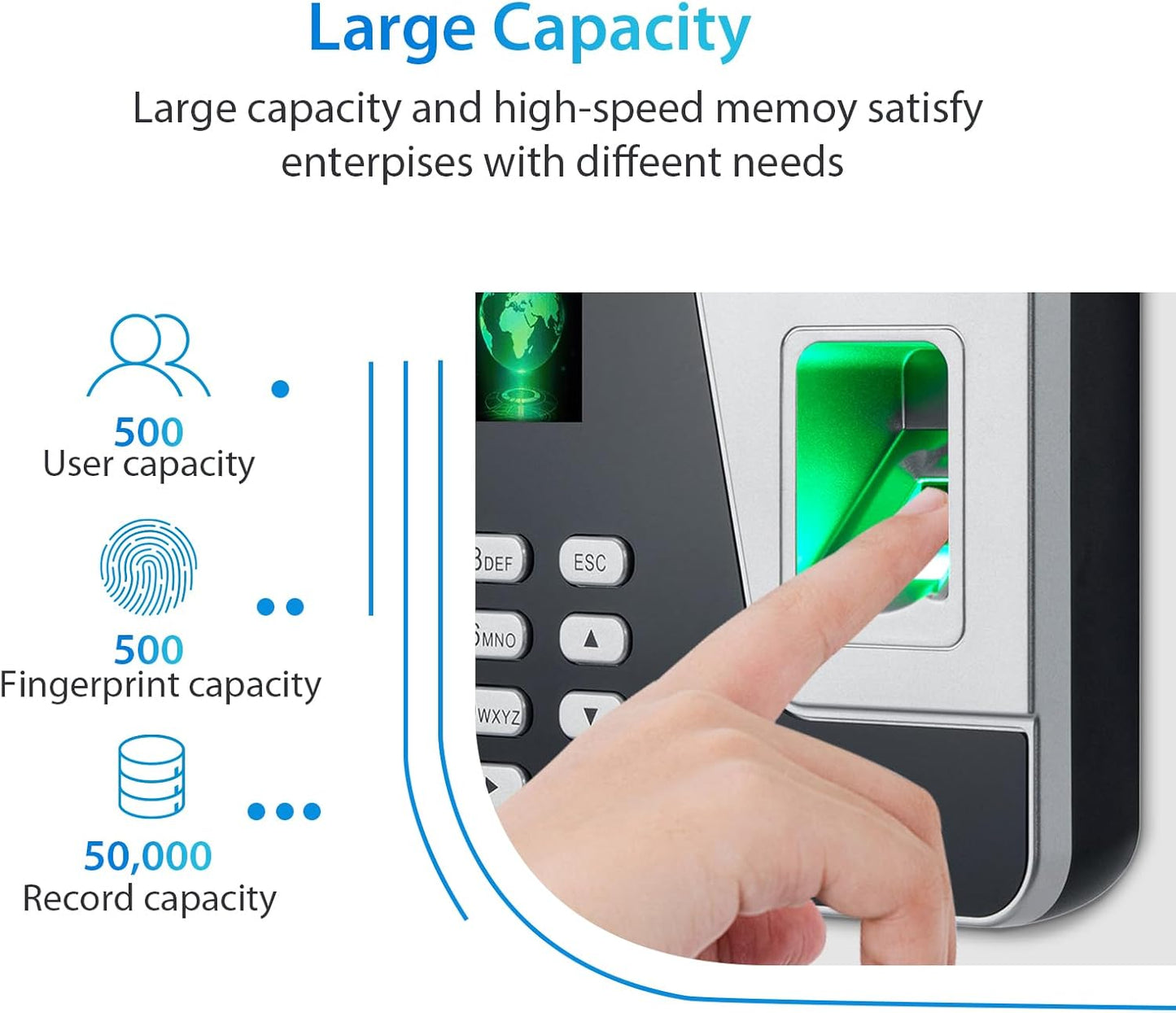 NGTeco Time Clocks for Employees Small Business, AS10 (Fingerprint+PIN) Times Clock, Standalone Clock in Clock Out Machine Supporting Shift Schedules, No Need WiFi & Software, No Monthly Fee