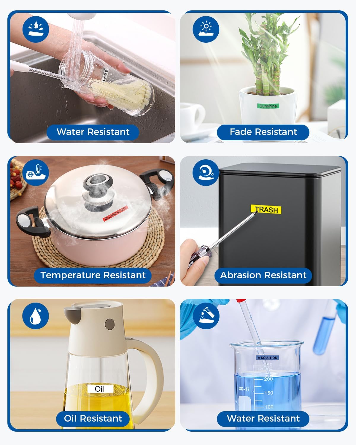 6PK TZe TZ Tape 18mm 0.7" Laminated Colored Compatible for Brother P Touch Label Maker Tape TZe-241 141 441 541 641 741 Work for PT-D400 D600 D410 D400 PT-D610BT, White/Clear/Red/Blue/Yellow/Green