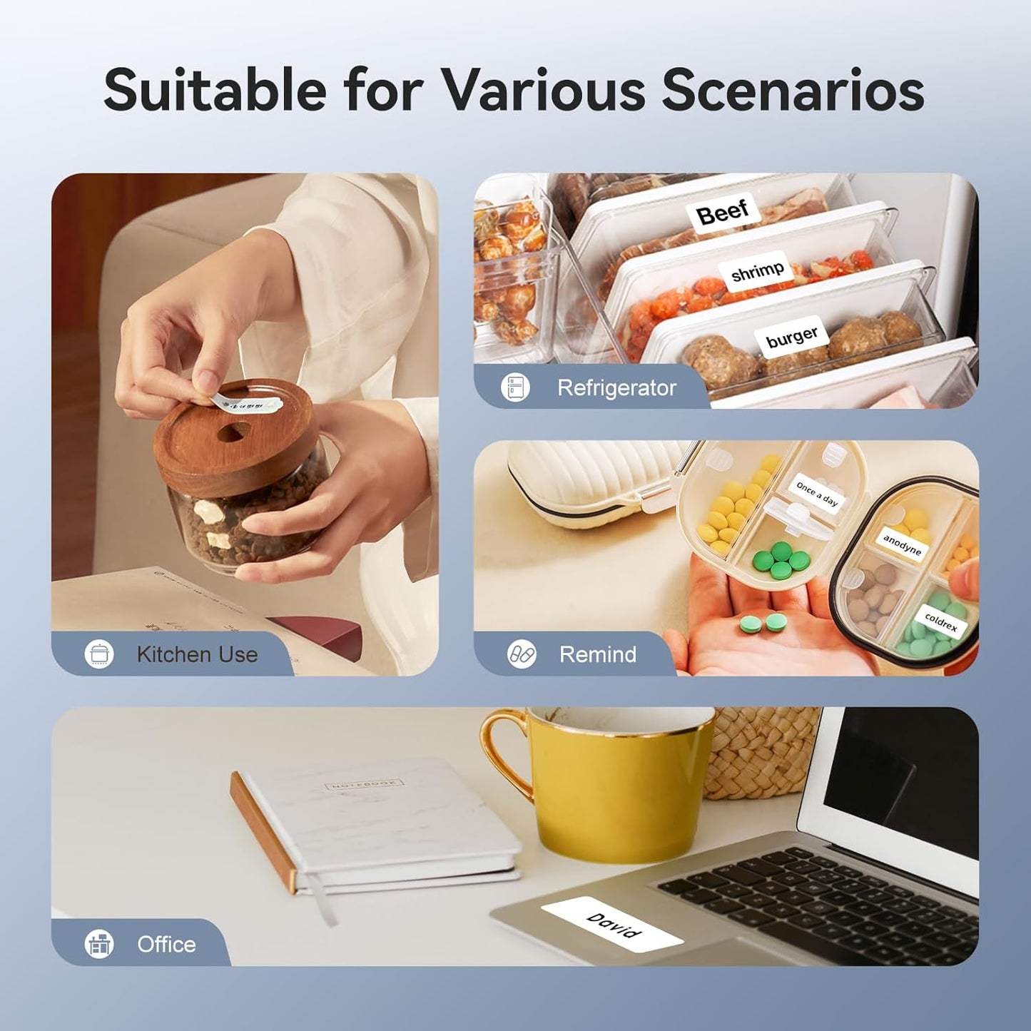 NIIMBOT D11 New Version Label Maker Machine with Tape,300DPI Bluetooth Label Printer, Portable Thermal Printer,Sticker Maker for Organizing Home Office School,White