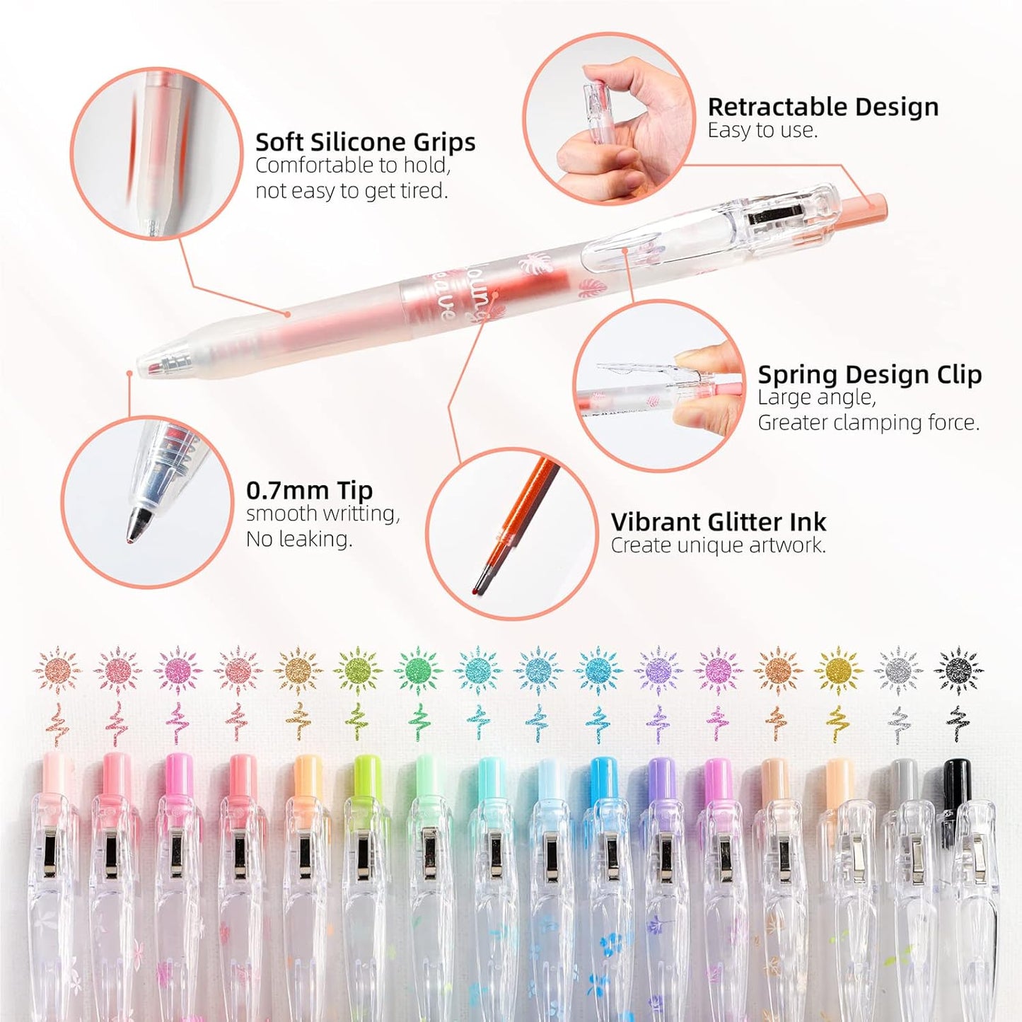 8 Color Retractable Gel Pens Colorful Glitter Gel Pen Set Japanese Style 0.7mm Aesthetic Colored Pens for Office School Stationery Supplies (8B)…