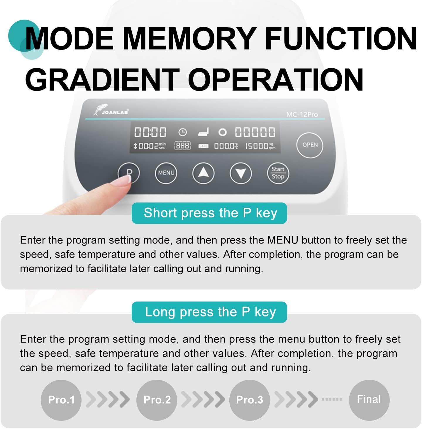 JOANLAB Lab High Speed Centrifuge Machine 12000rpm Bechtop Microcentrifuges 3 in 1 Rotor for 0.2/0.5/1.5/2mL Tube Capacity