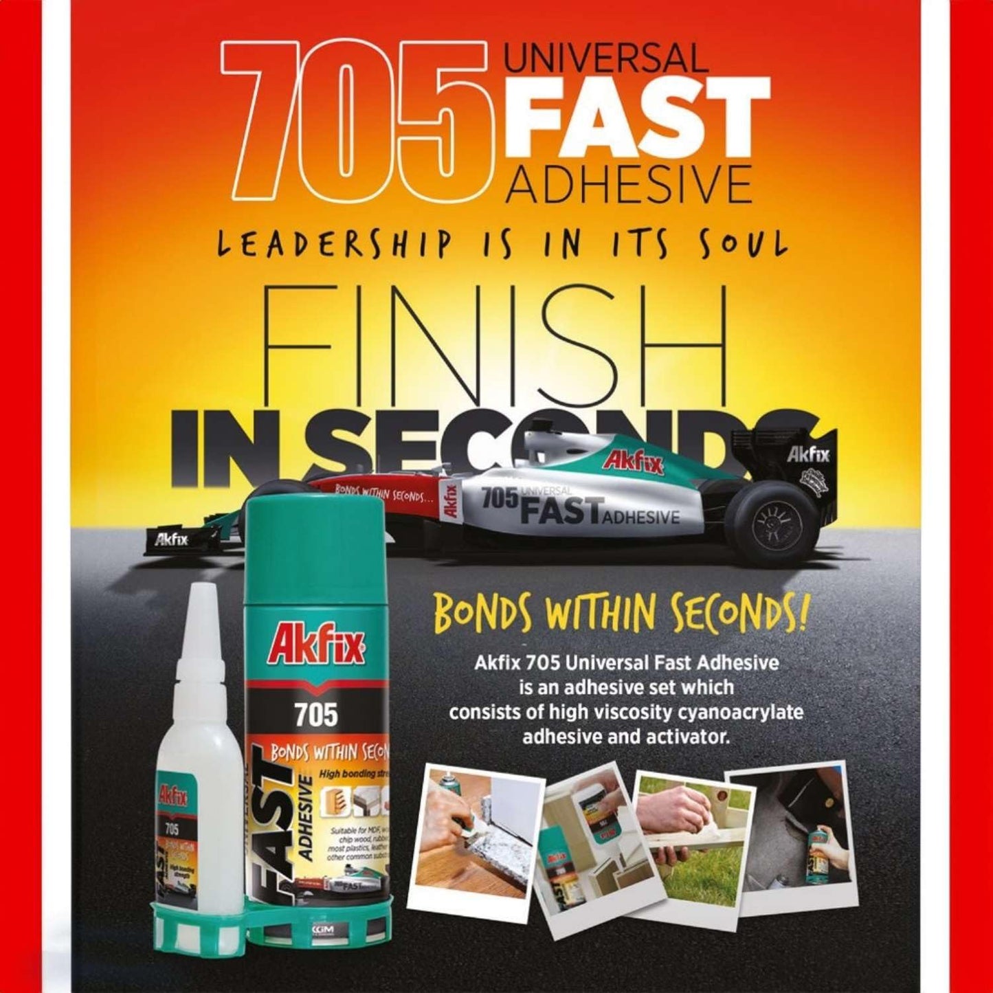 Akfix 705 Fast Adhesive CA Glue (3x0.7 oz.) with Activator (3x3.38 fl.oz.) - Cyanoacrylate Glue, CA Glue with Activator, CA Glue for Woodworking, Crazy Glue for Crafts, Hobbies and DIY- 3 Pack