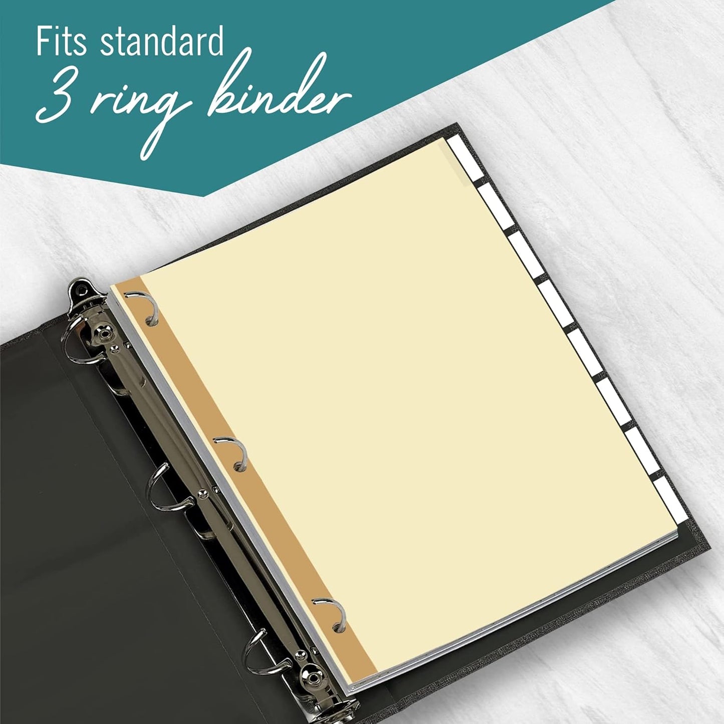 5-Tab Binder Dividers for 3 Ring Binder, Insertable Clear Big Tabs, Bulk Letter Size Paper Divider, 8.5 x 11 inch, 12 Sets (60 Dividers Total)