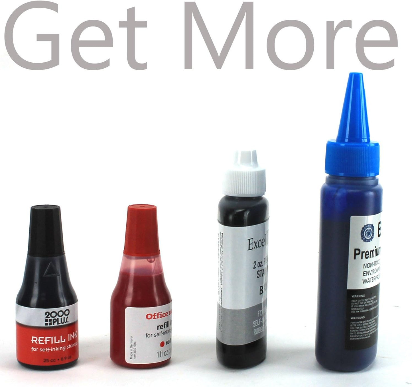 Blue and Black Combo Stamp Ink Refill by BCH - Premium Grade -2.5 oz (75 ml) Ink Per Bottle
