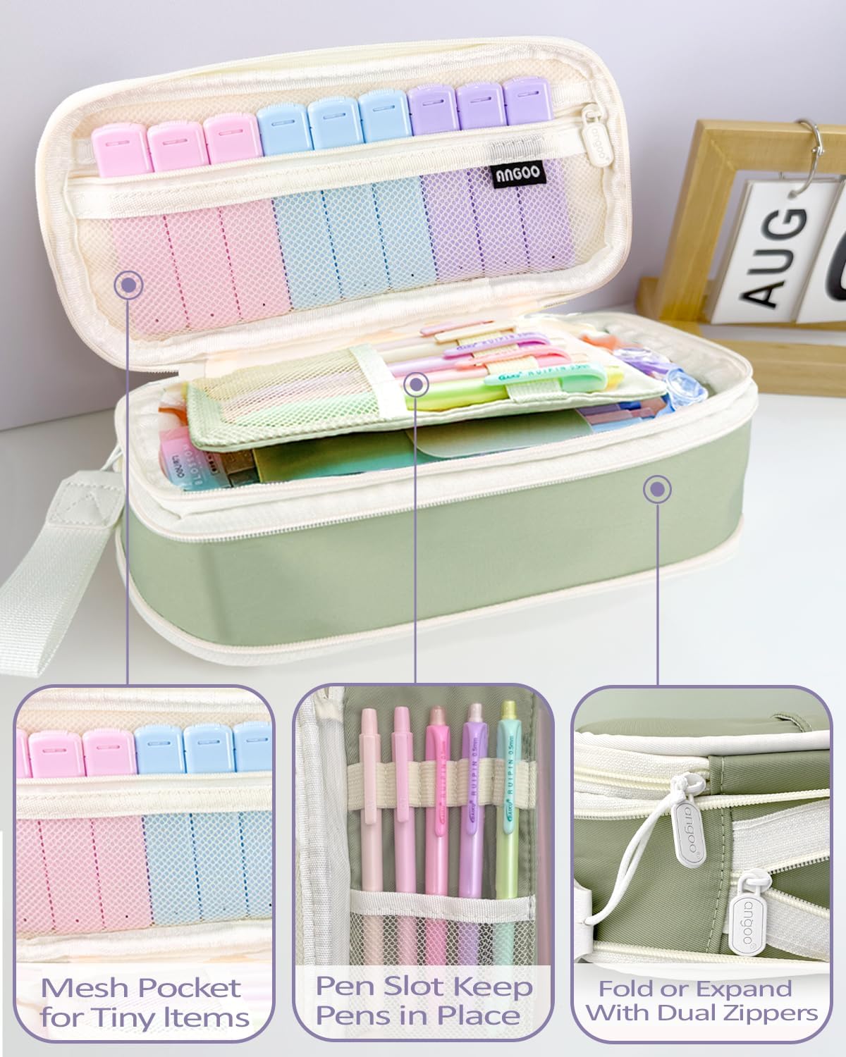 42PCS Mechanical Pencil Set with Cute Pencil Case ,12X Pastel Mechanical Pencil 0.5mm, 0.7mm, 0.9mm & 2.0mm with 564X HB Leads Student Stationary Set for Writing Drawing Ideal Study Essentials (Green)