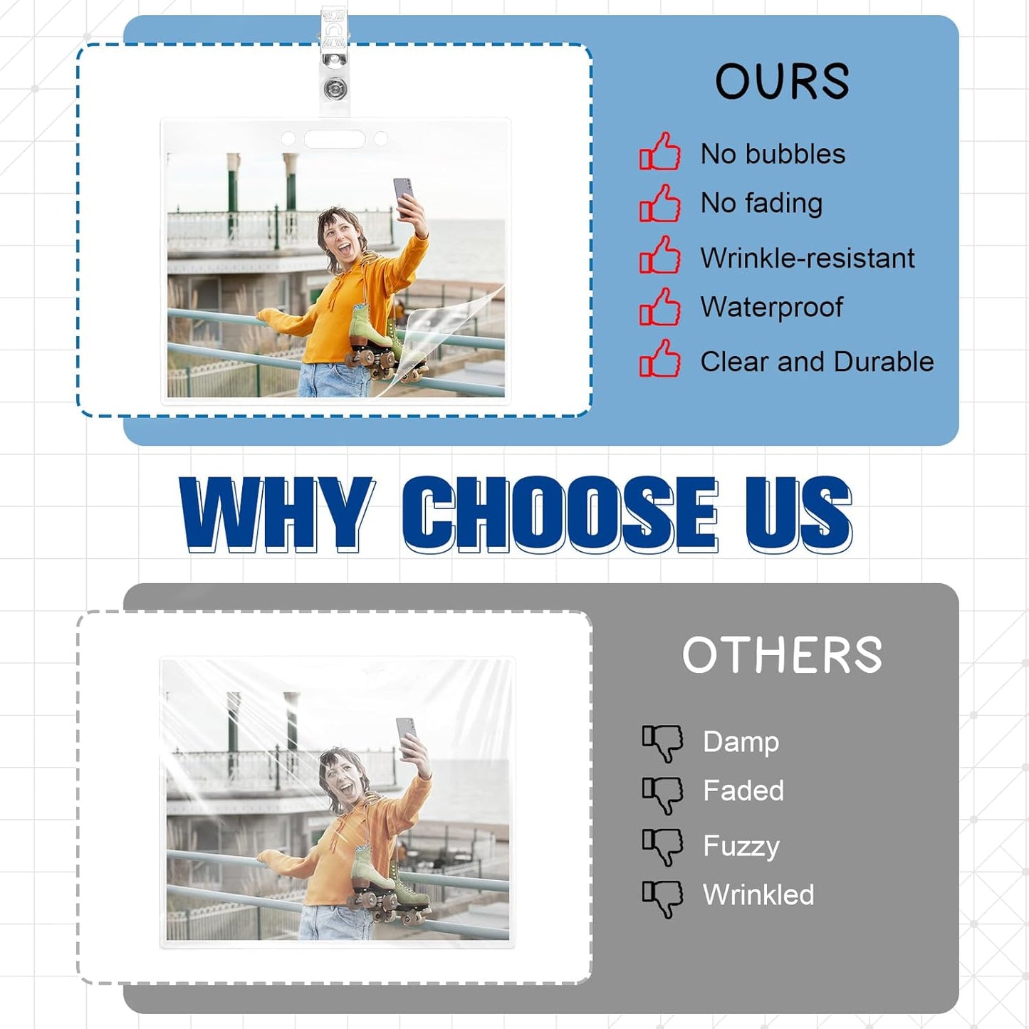 100 Pieces Laminating Pouch with 50PCS Clips Government-Size Card Laminating Pouches Luggage Tags Thermal Laminate Pouch Tags Kit Clear Laminating Pouch for Work Permits Pass Cards Student ID Cards