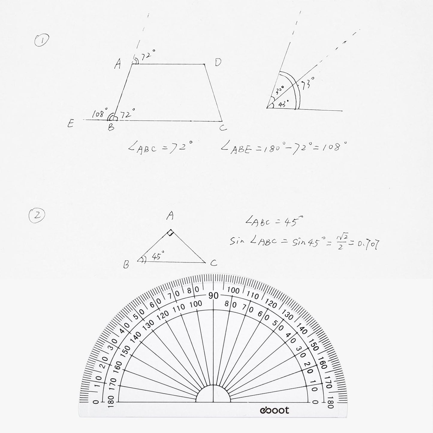 20 Pack Plastic Protractor, 180 Degrees Protractor for Angle Measurement Student Math, 4 Inches, Clear