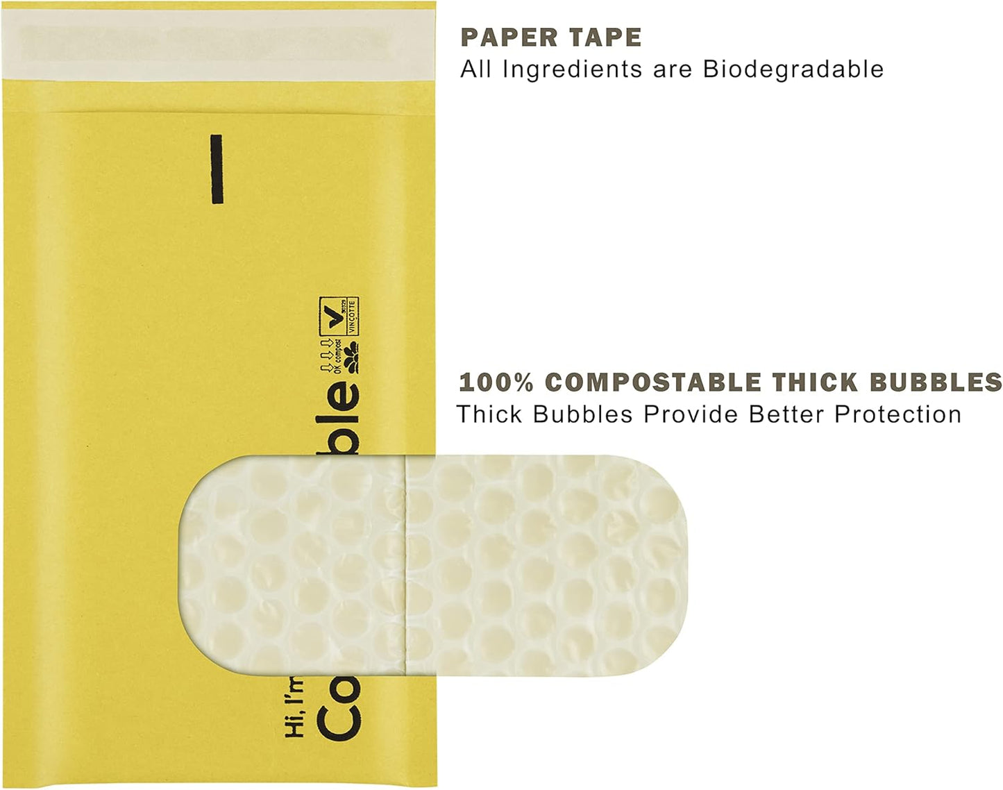 4x8 100% Biodegradable Bubble Mailers,25 Count #000 Compostable Padded Packaging Wrap Envelopes Pouches Eco Friendly Self Seal Bags