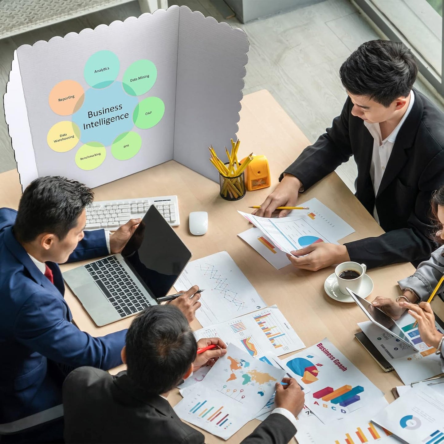 24 Pcs 24 x 36 Inch Trifold Poster Display Boards White for Science Fair Presentation Projects Photo Exhibition Display Tri fold Board Foldable Paperboard for School Supplies Bulk Business