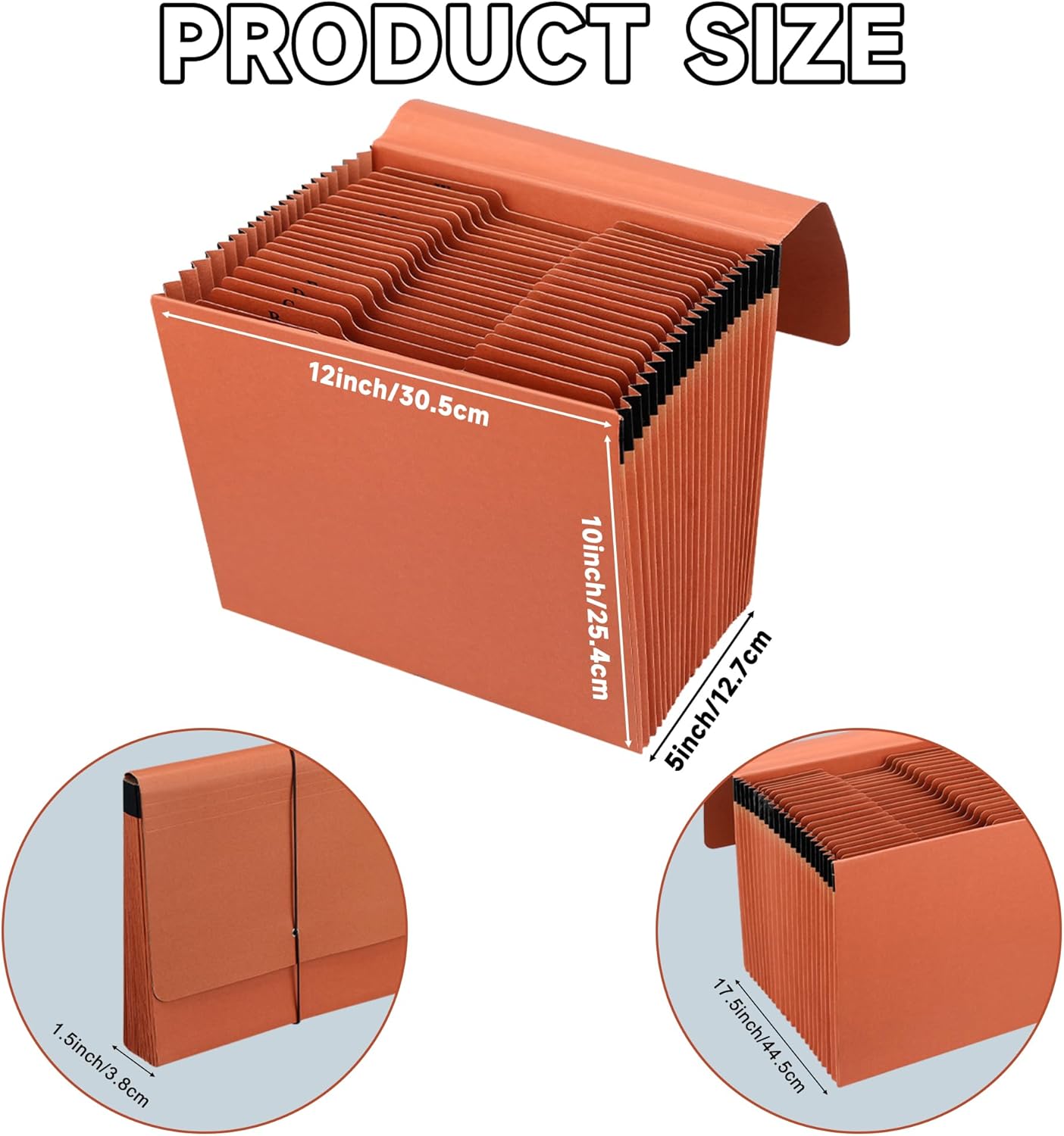 Heavy Duty Expanding File Folder Organizer,21 Pockets Accordion File Organizer,A-Z,1/3 Cut Tabs,Letter Size,17.5Inch Expansion