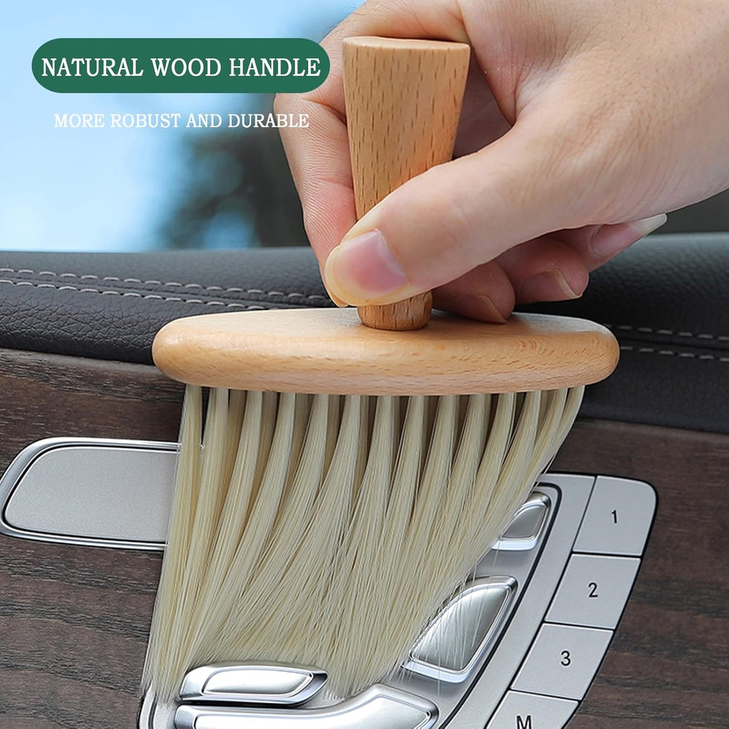 High Density Ultra Soft Detail Brush Car Interior Dust Brush Accessories Car Detailing Brush Soft Hair Wooden Brush Deep Cleaning Tool Kit Keyboards Laptop Sofa Dusting Brush (A-1PC)