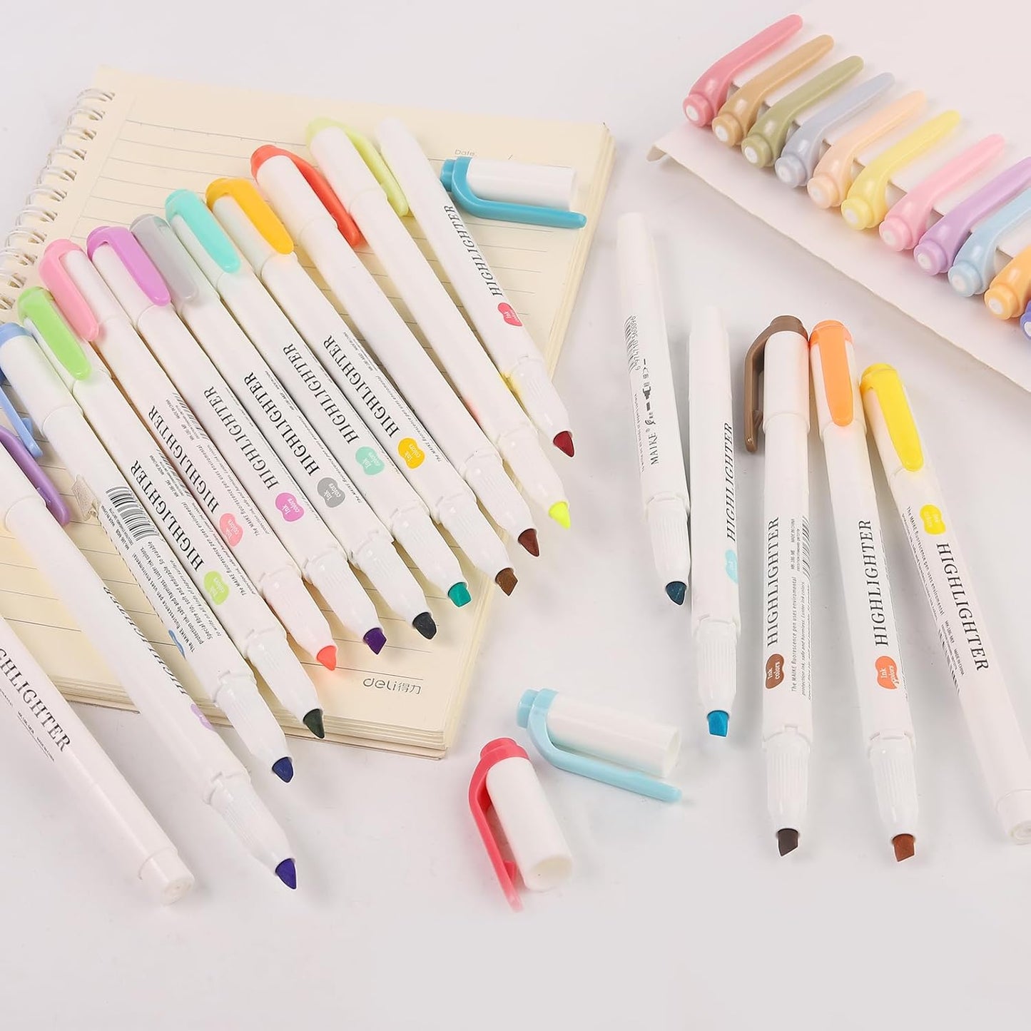 Assorted Colors Highlighters, Pastel Highlighter Real Mild Markers Dual Tip Highlighter Markers Chisel and Fine Tips for Coloring, Underlining, Highlighting (35colors)