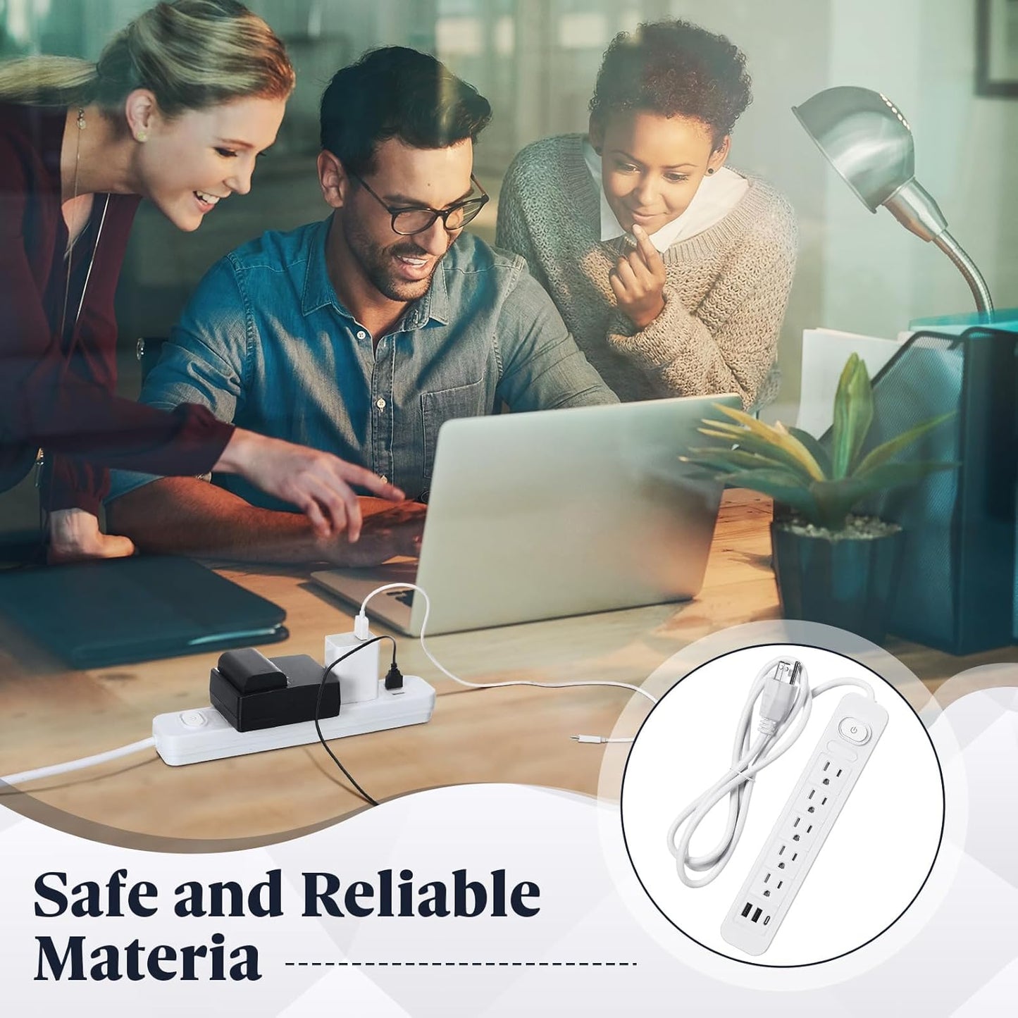 Kanayu 6 Pieces Power Strip Surge Protector with 5 Ac Outlets and 3 USB Ports, Heavy Duty Extension Cords Plug for Home Office Dorm(4.92 ft,White)