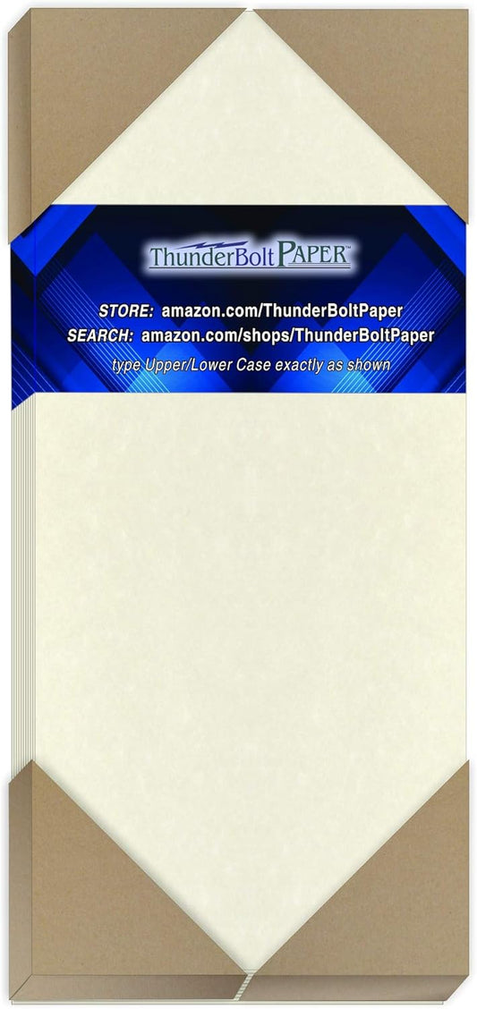 125 Off-White Parchment 65lb Cover Weight Paper - 4" X 9" (4X9 Inches) #10 Envelope Insert Size - Printable Cardstock Colored Sheets Old Parchment Semblance