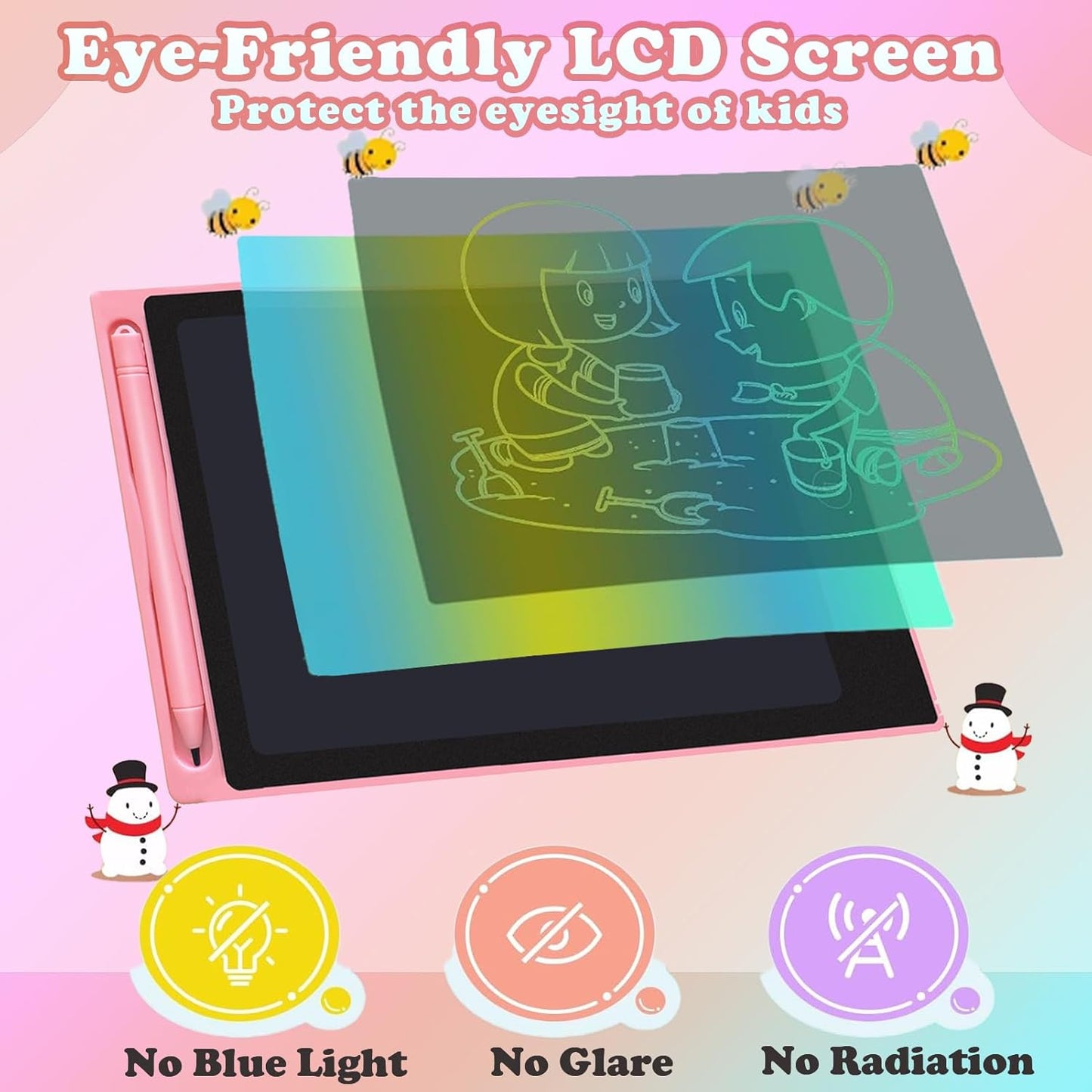 2 Pack LCD Writing Tablet for Kids 8.5 Inch Colorful Toddler Drawing Board Kids Travel Games Activity Learning Doodle Board Toys Gift for Age 3 4 5 6 7 8 Year Old Girls Boys (Blue+Pink)