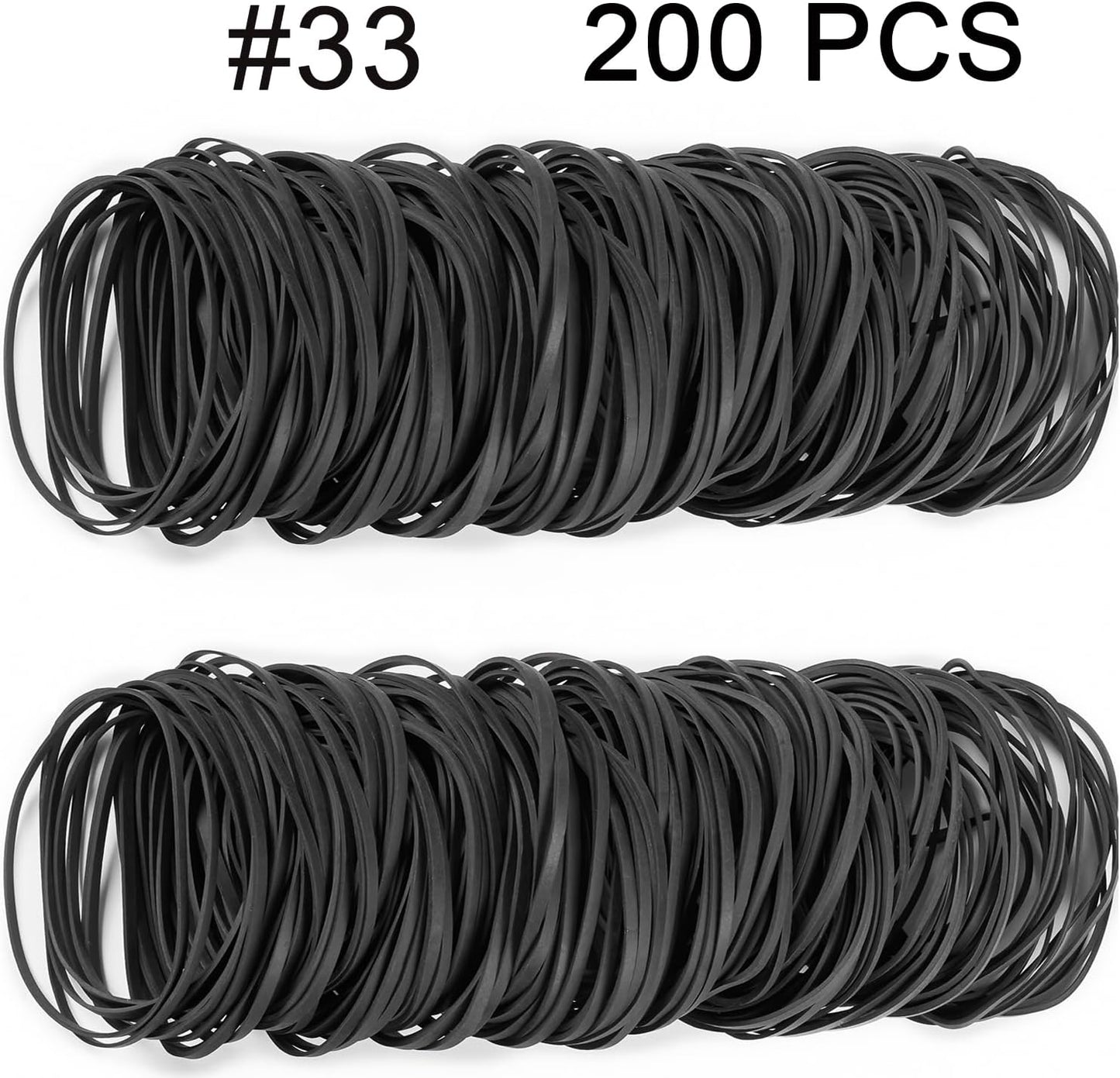 AMUU Black Tactical Rubber Bands Size 33 - 200 Pieces for Office Supply, Home, Money, File Folders - Strong Elastic Bands