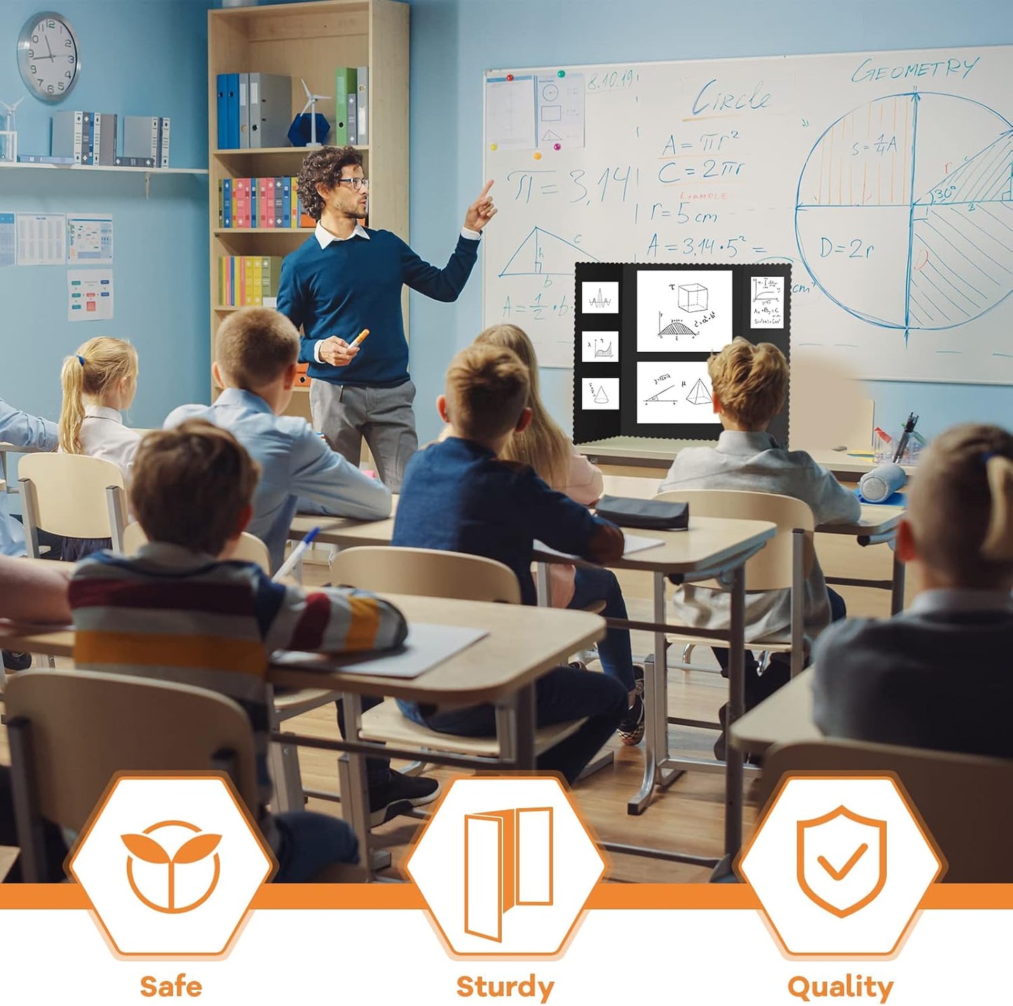 12 Pieces Tri Fold Poster Boards Bulk, Lightweight Science Display Boards, Trifold Presentation Display Board for Science Fair Project(14 x 22 Inch,Black)