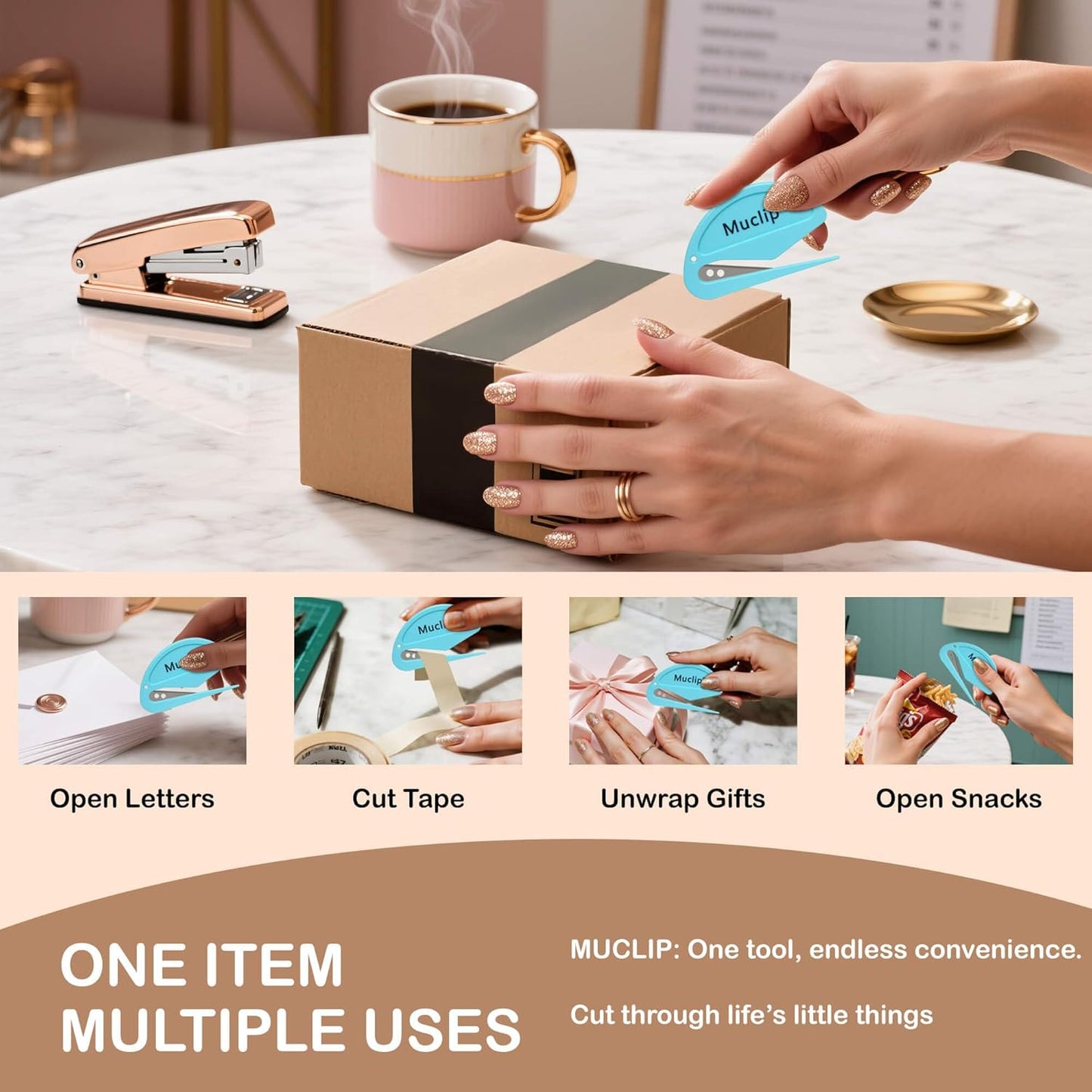 12 Pack Letter Opener Envelope Slitter - Ergonomic ABS Grip, Hidden Stainless Steel Blade,Fast Opener for Envelope,Letter,Mail,Package,Ideal for Office,Home,Business (Boxed)