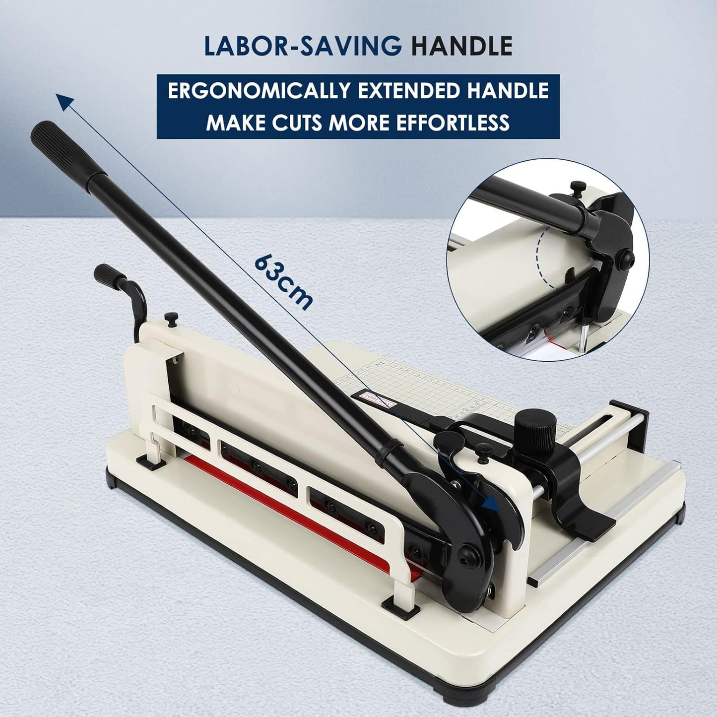 FAHKNS 17" Heavy Duty Guillotine Trimmer Paper Cutter,Cortadora de Papel 500 Sheets Paper Trimmer with Double Safety Protection Durable HSS Blade for Cutting Paper