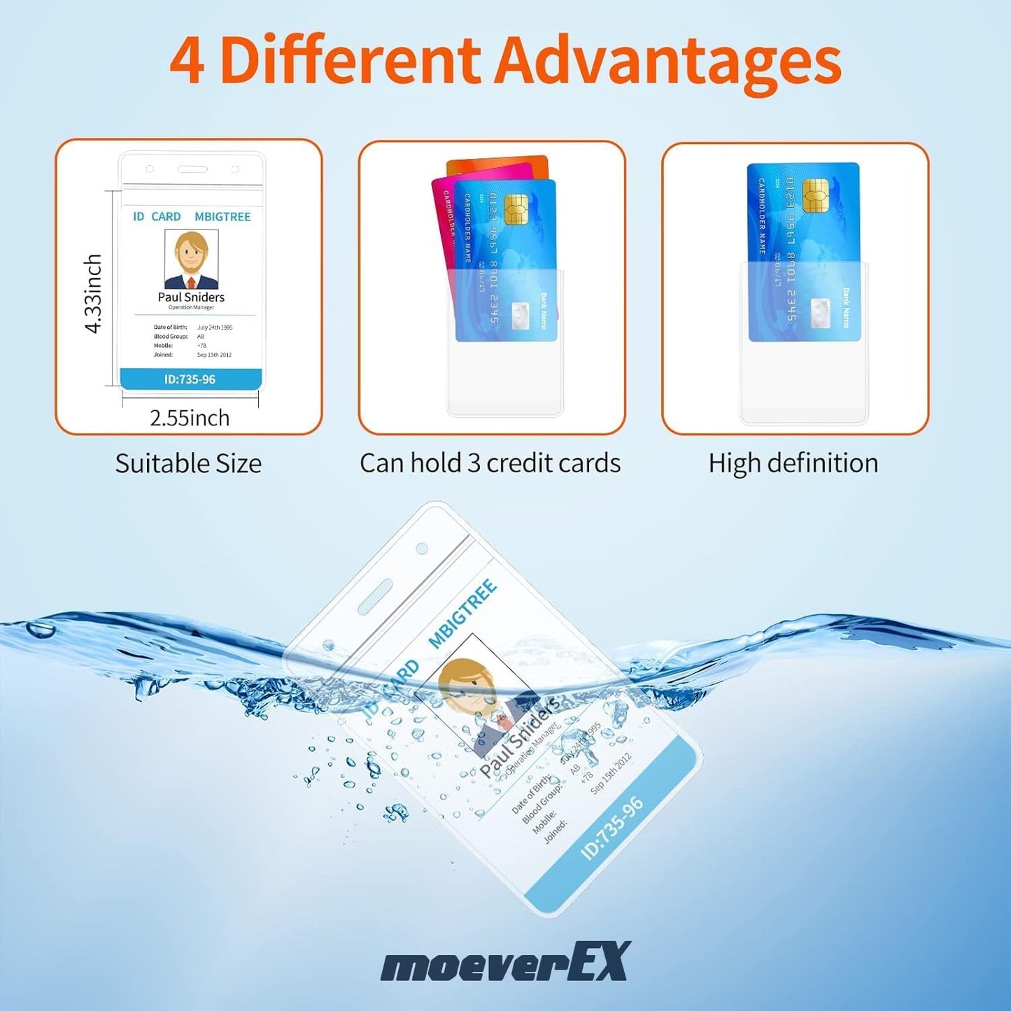 2 Pack ID Badge Holder,Badge Holder Retractable Clip with Carabiner Reel Clip and Key Ring for Men and Women