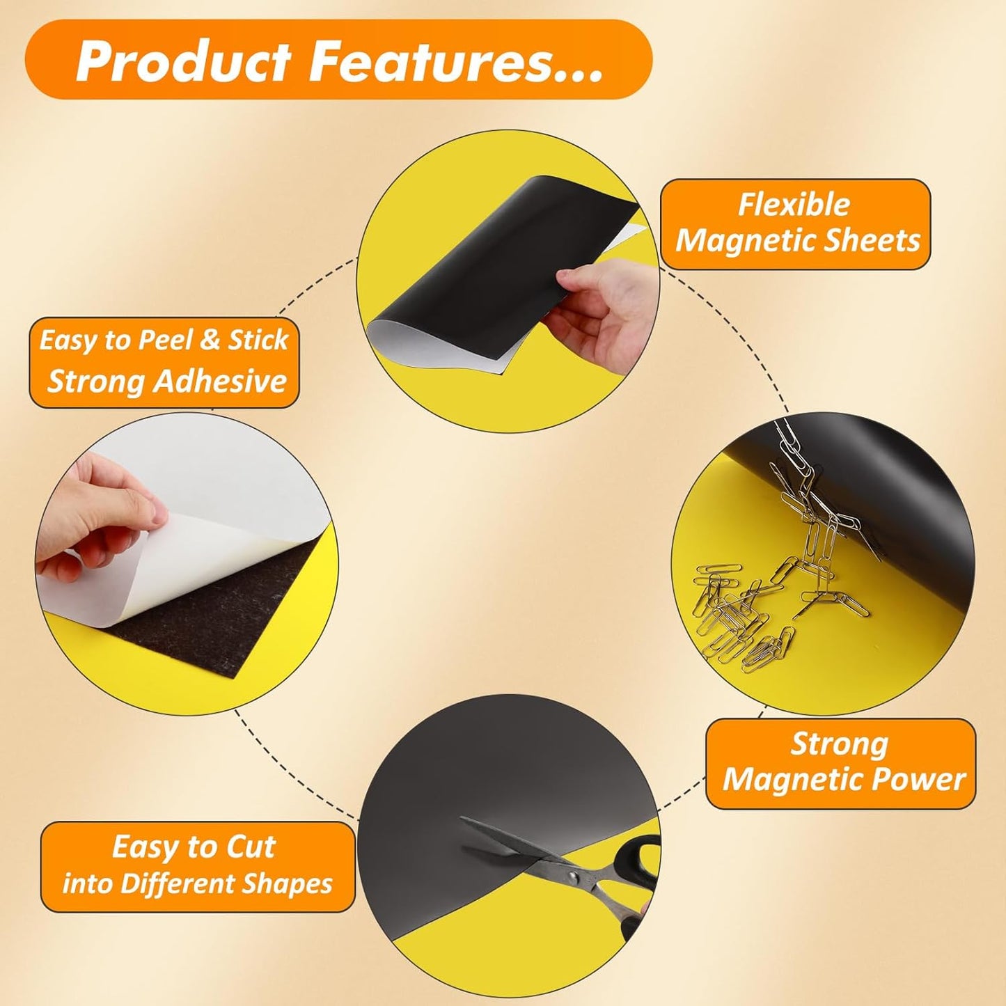 Adhesive Magnetic Sheets 8 x 10 Inch, 18 Packs Magnetic Sheets with Adhesive Backing - 0.5mm Thickness Flexible Magnet Sheets for Dies Storage, Craft Projects, Photos, School, Office