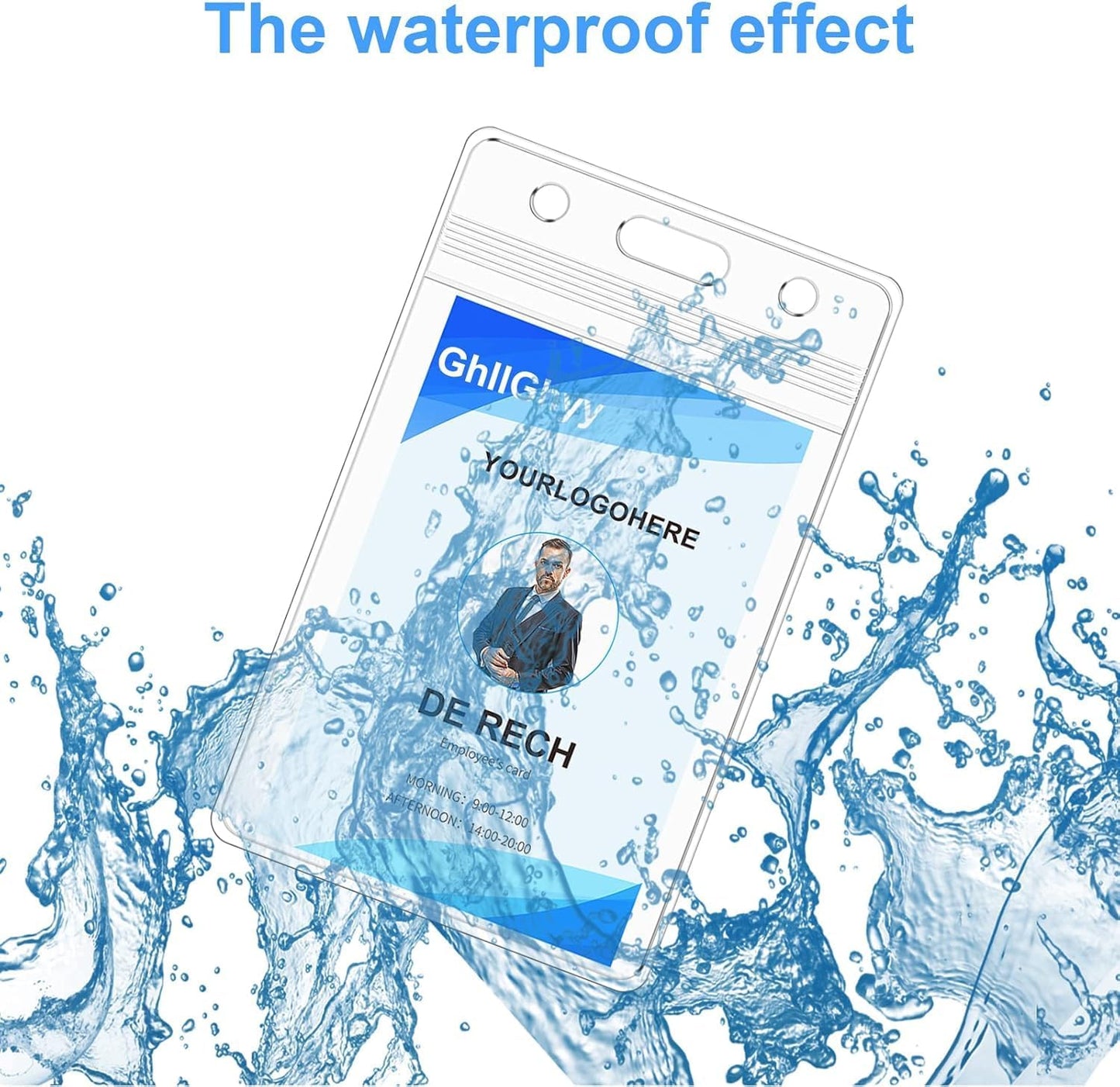 6 Pack Extra Thick Name Badge Holders, Durable & Sealable Waterproof Vertical ID Badge Holders, Clear PVC Plastic Badge Sleeve for Credit Card/Proximity/RFID/Work Badge/Room Key