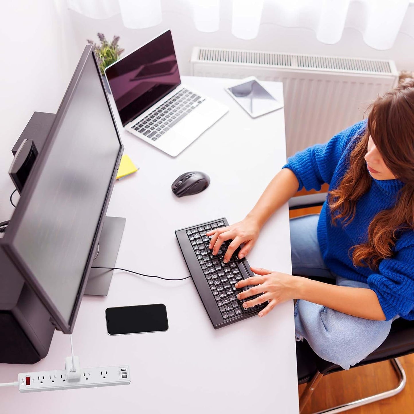 10 Ft Power Strip Surge Protector - Yintar Extension Cord with 6 AC Outlets and 3 USB Ports for Home, Office, Dorm Essentials, 1680 Joules, ETL Listed, White