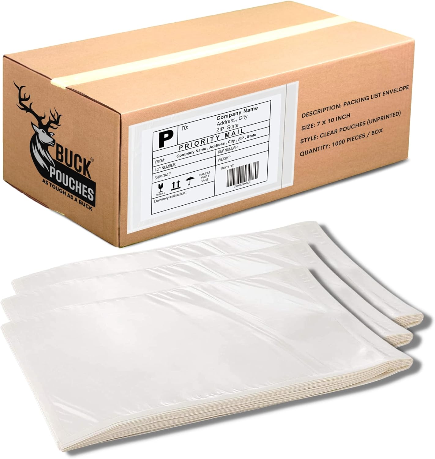 20,000 Pack 7"x10" Shipping Label Sleeves – Clear Self-Adhesive Packing Slip Pouches, Waterproof Packing List Envelopes – Ideal for Shipping Documents, Mailing Labels, Invoices & Packing Slips