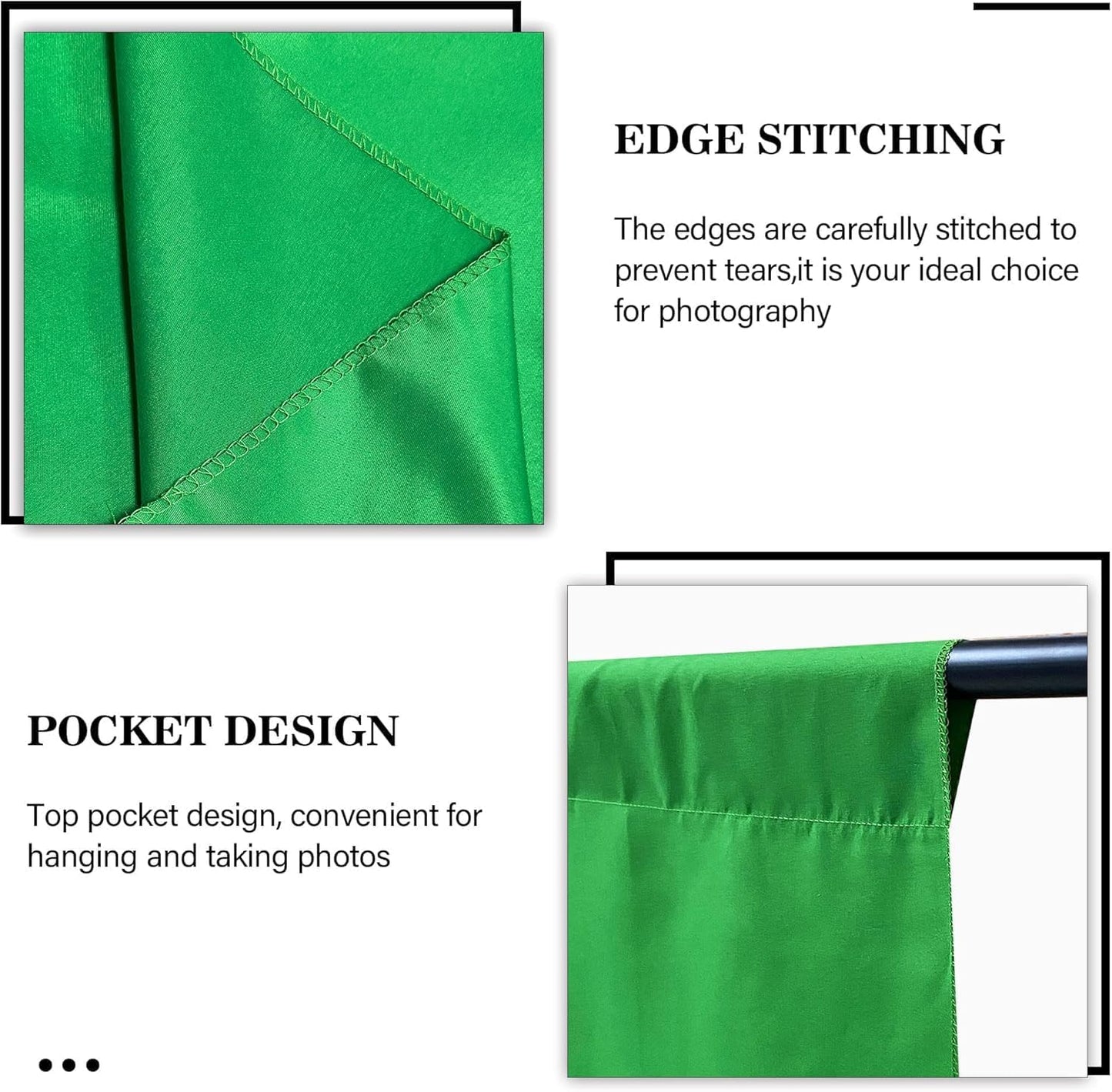 8 x12 FT Green Screen Backdrop -Polyester Fabric for Video Streaming, Portrait Photoshoot, Wall Mounted, Parties and Small Events