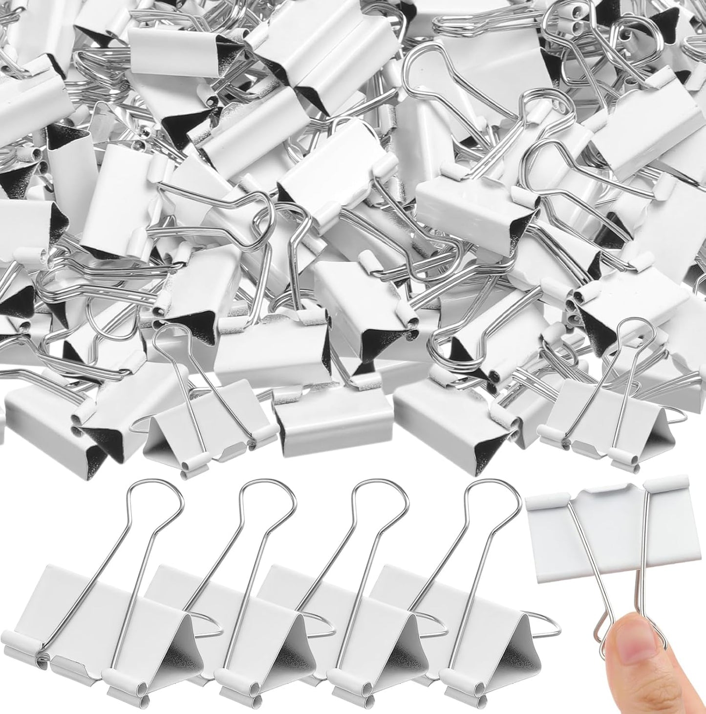 Jetec 200 Pcs Extra Large Binder Clips Bulk 2 Inch Metal Jumbo Binder Clips Office Supplies White Paper Clamps for Teachers Students Office Business Supplies