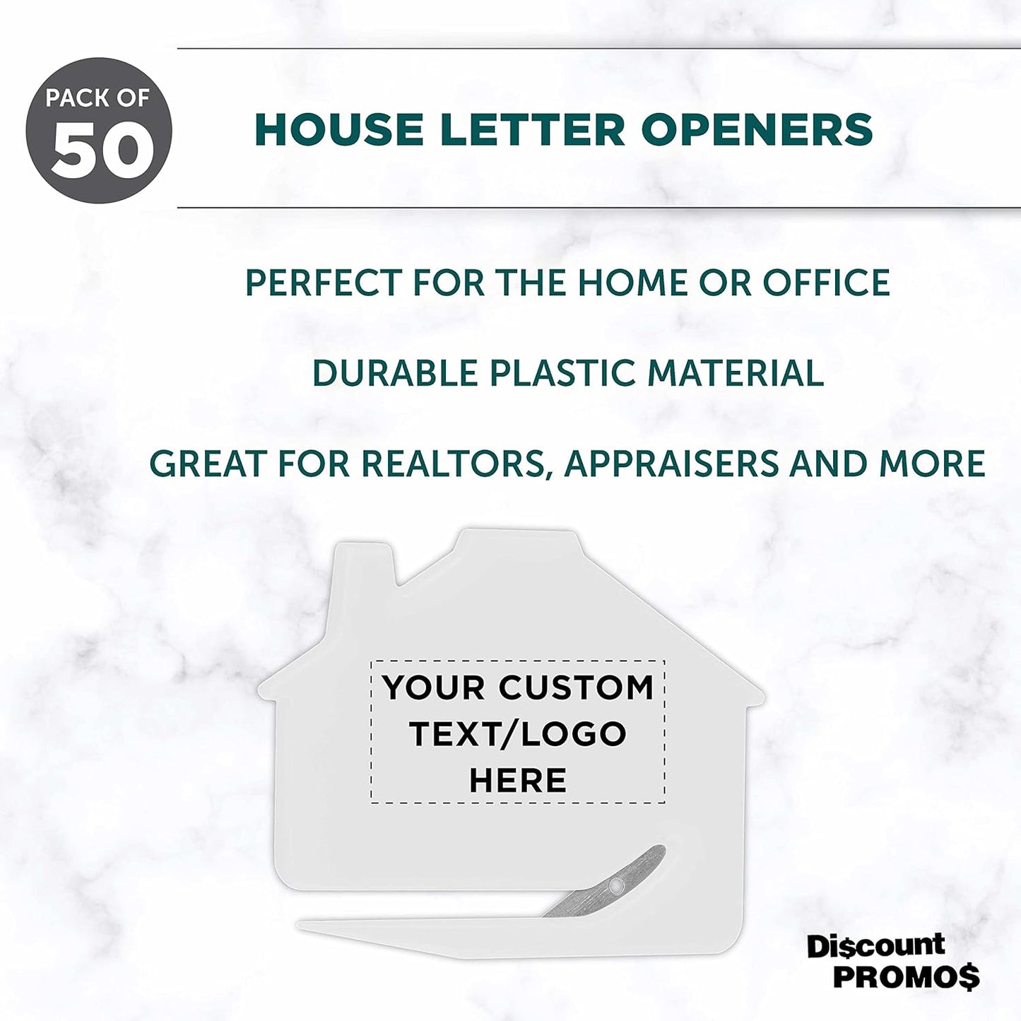 Custom House Letter Openers Set of 50, Personalized Bulk Pack - Perfect for Home or Office - White