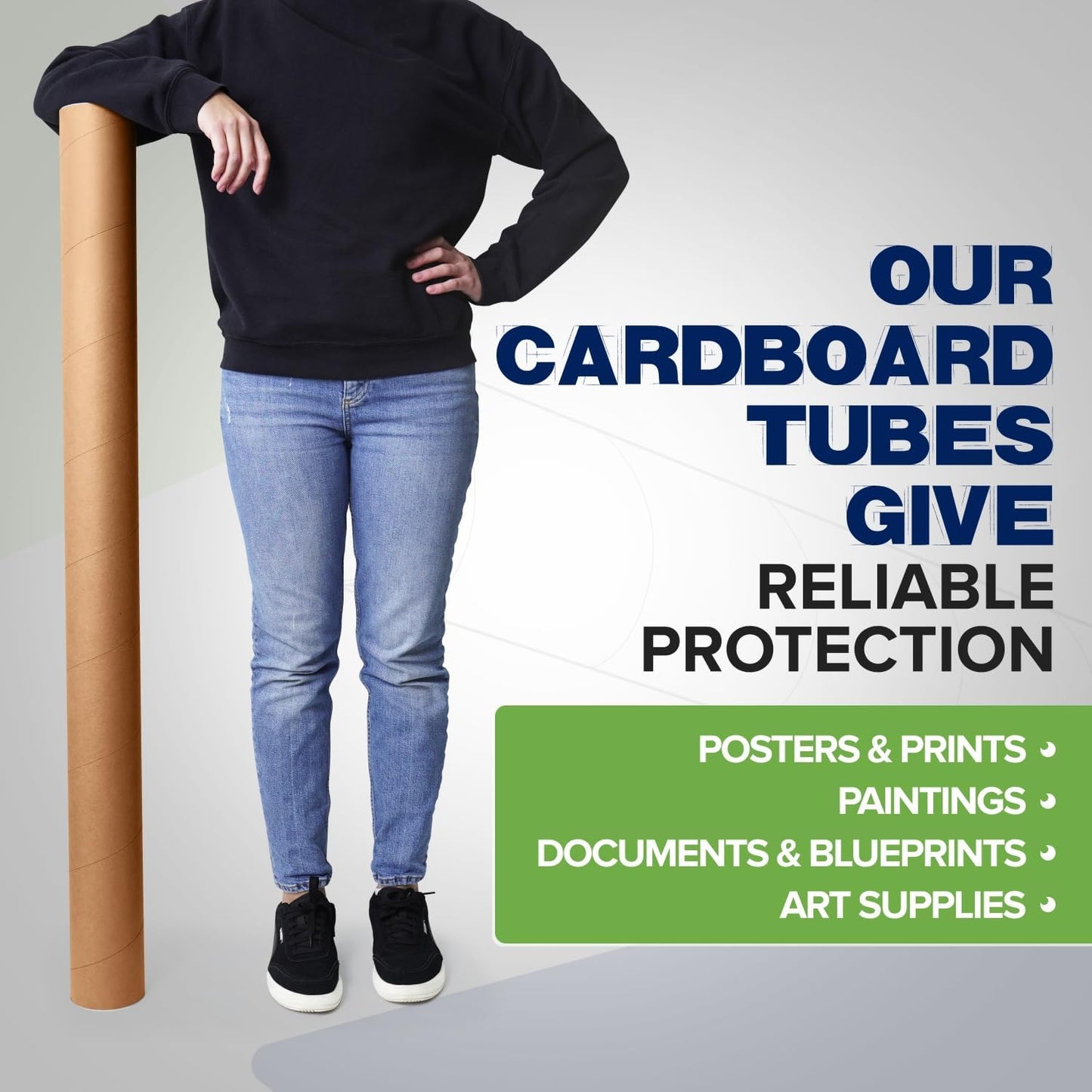4" x 48" Reinforced Kraft Paper Mailing Tube, Pack of 6 Tube with 2 Caps Each – USPS Approved Poster Tube – Made in USA Cardboard Tube for Shipping and Storing Posters, Prints, Artwork, or Documents