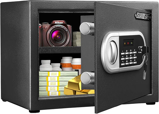 Home Safe Box, Digital Small Personal Safes, caja fuerte, Security Money Closet Electronic Lock Box with Keypad for Pistol Cash Jewelry, Document, Hotel, Dorm, Office (0.8cuft Black)