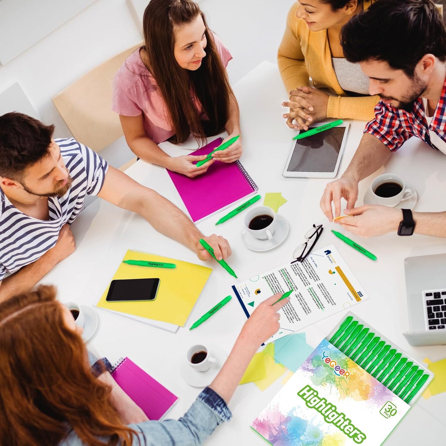 Highlighters Bulk - Quick-Dry No Bleed Markers for Office Classroom School Supplies Adults Kids Teachers Students (Green, 30)