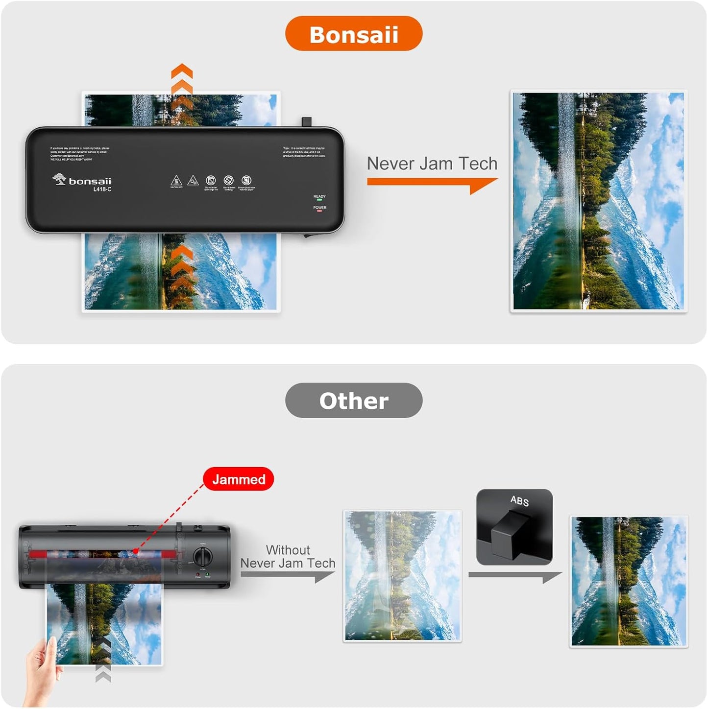 Bonsaii Laminator, 9 Inch Thermal Laminator Machine with Never Jam Technology for Doc/Posters/Photo, Personal Laminating Machine Simple Convenient for Home, Office and School Black