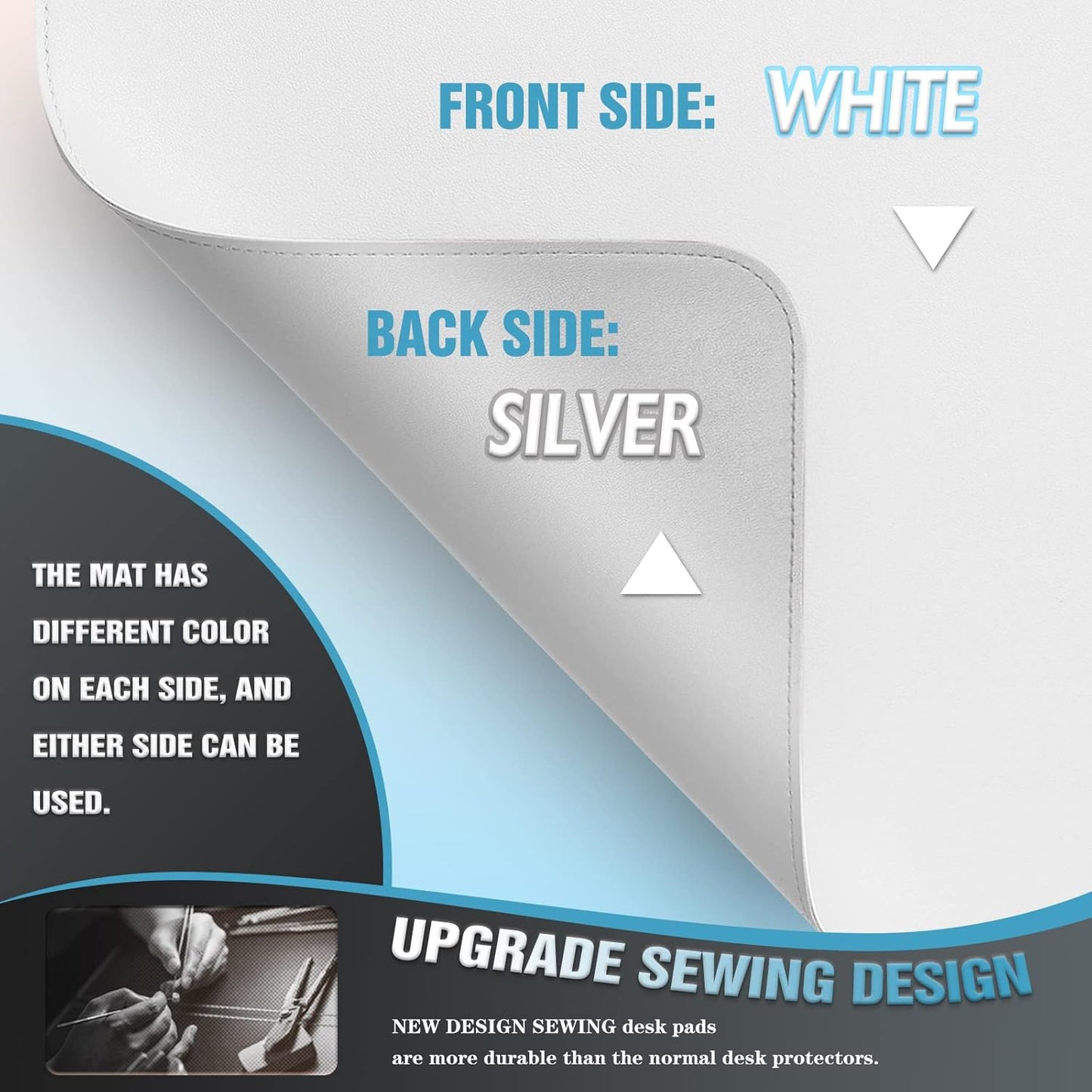 K KNODEL Desk Mat, Blotter, Dual-Sided Office Desk Pad, Waterproof Desk Mat for Desktop, Desk Blotters, PVC Leather Pad Protector (White, 31.5" x 15.7")