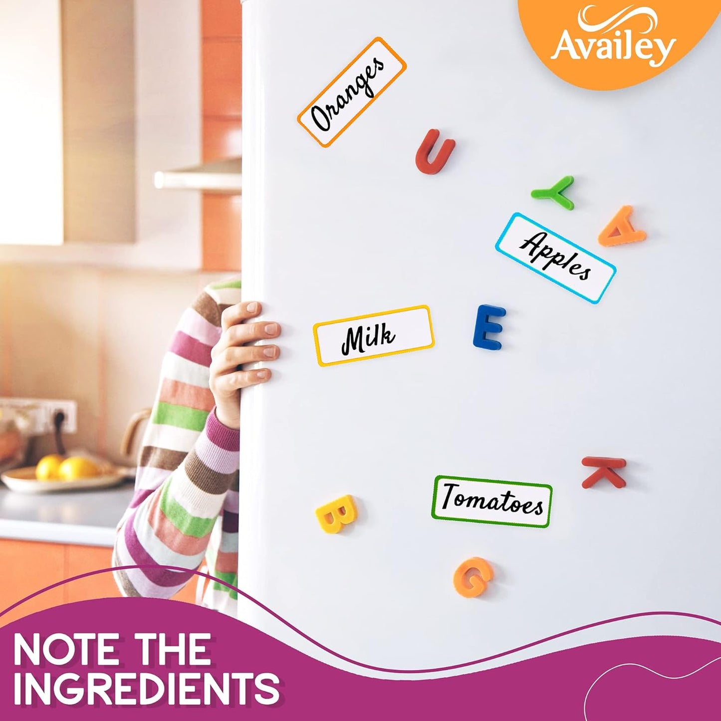 Availey 40 Pieces (3 x 2") - Colored Border Magnetic Dry Erase Labels - Reusable Strips for Classroom Home Office Garage - Refrigerator Blank Writable Erasable Cards - Name Tags Students Locker Shelf