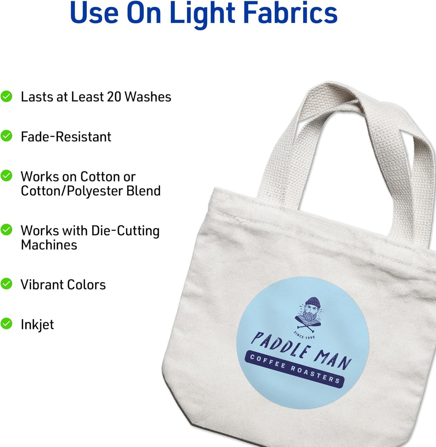 Avery Printable Heat Transfer Paper for Light Fabrics, 8.5" x 11", Inkjet Printer Compatible, 18 Sheets of Iron On Transfer Paper, Great for Custom Shirts, Uniforms, Gifts, and More (8938)