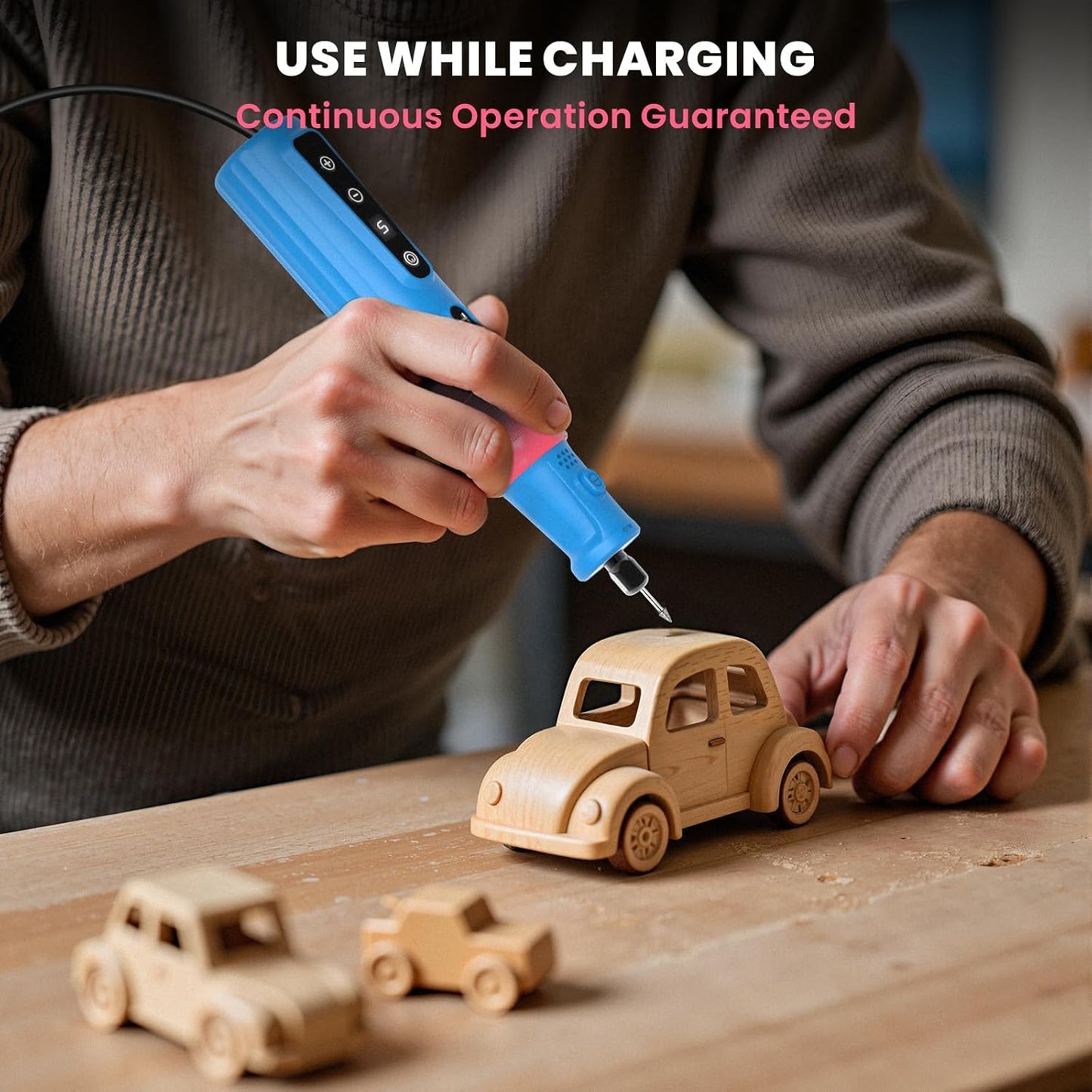 HARDELL 8V Cordless Rotary Tool, 80PCS Accessories, 6 Variable Speed Rotary Tool Kit with Digital Display, Type-C Charging, Mototool for Engraving/Sanding/Polishing/DIY Crafts