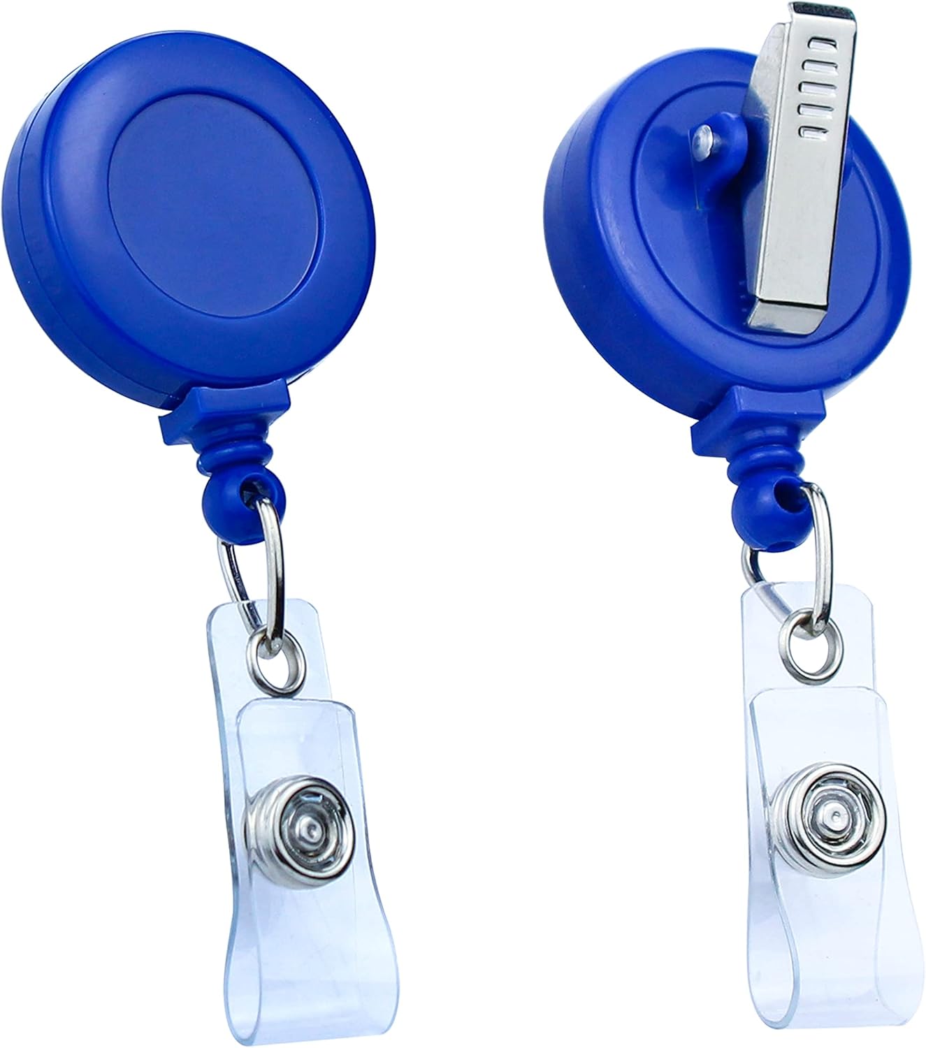 100 Pack Badge Reels Retractable Badge Holder with Clip, Id Clips for Badges, Id Badge Reel, Retractable Id Badge Clip with Clear Vinyl Strap & Alligator Swivel, No Twist Dispenser (Blue)
