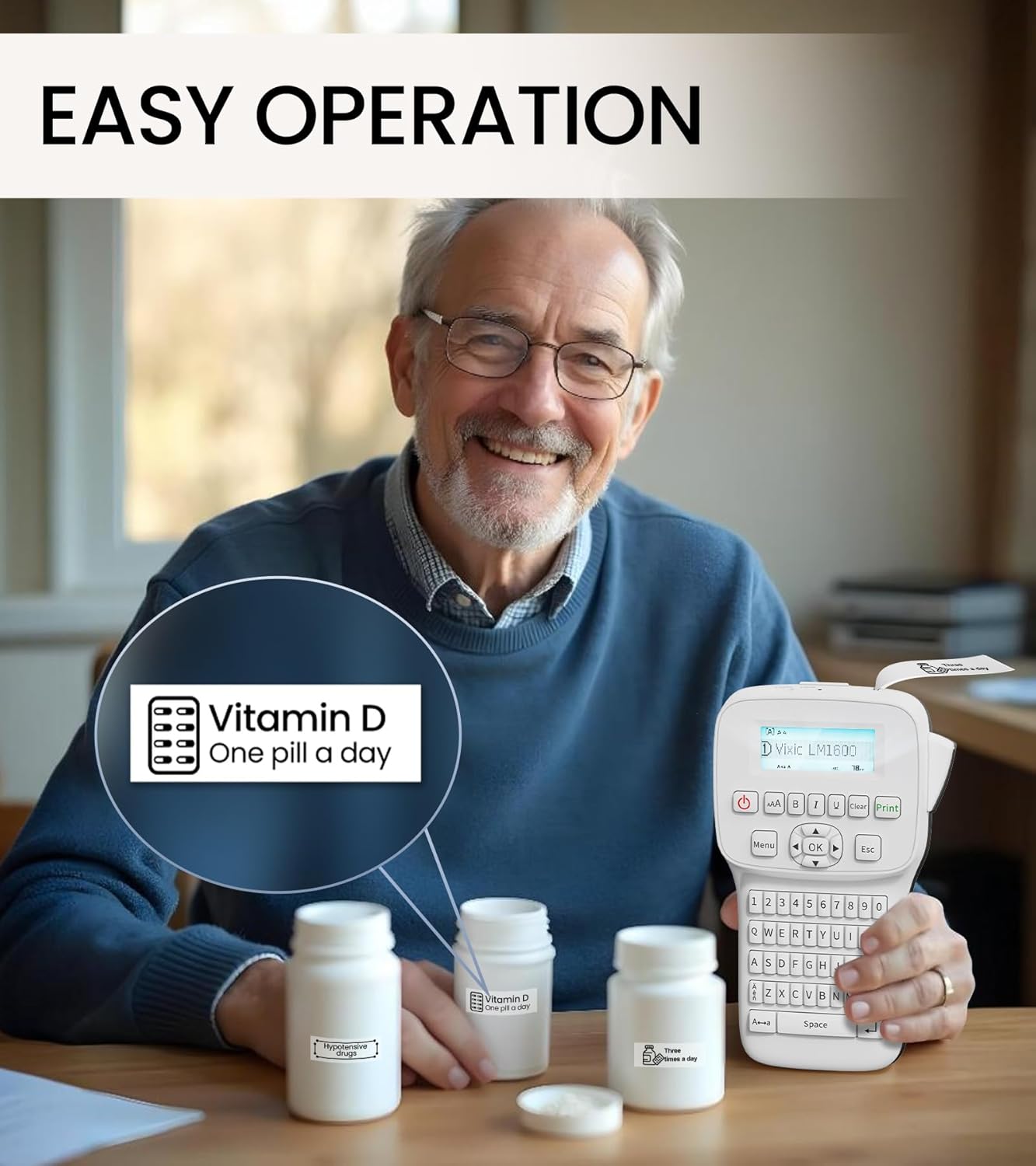 Label Maker Machine with-Tape, Handheld Label Maker with Backlit Screen & Keyboard, Portable Label Makers Rechargeable, LM1600 Bluetooth Labeler Labeling Machine for Home Office School Organization