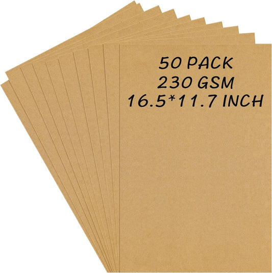 50 Pcs Kraft Brown Poster Boards, VinTS 11.7 * 16.5 Inches A3 Size Poster Board 230g Heavyweight Blank Display Board for School Arts, Classroom Crafts, Exhibits and Notices