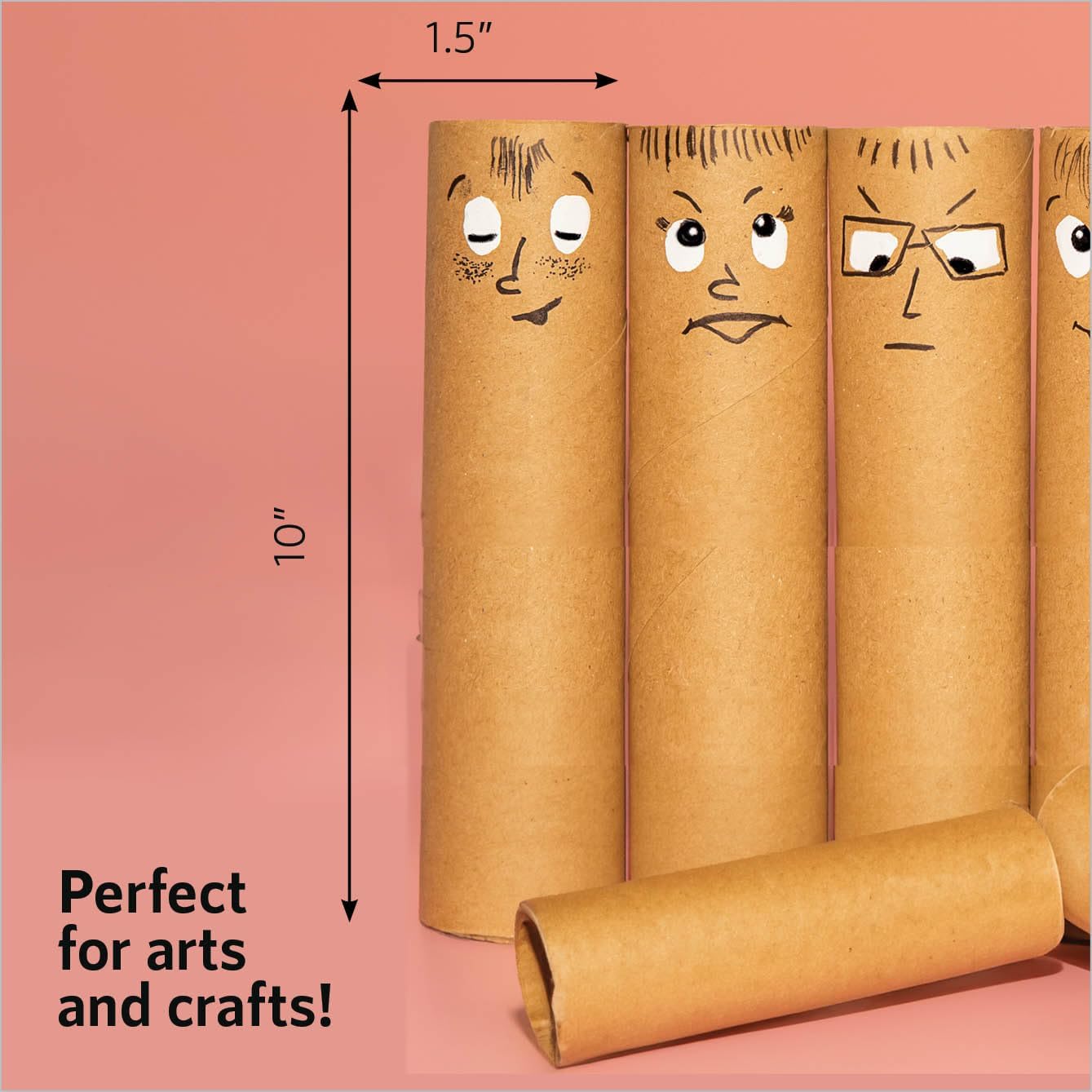 54 PC Cardboard Paper Tubes for Crafts - 10" x 1.5" Inch Kraft Thick Paper Towel Rolls for Classrooms, Projects, DIY, Arts and Crafts