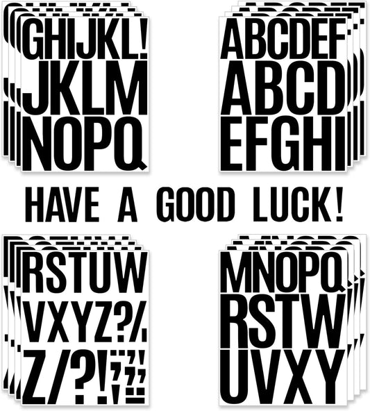16 Sheets Black Letter Stickers Large 3+4 Inch, Big Vinyl Alphabet Letter Stickers Waterproof, Black Capital ABC Decals Labels for Mailbox Poster Bulletin Board Signs Classroom Office DIY Crafts Art